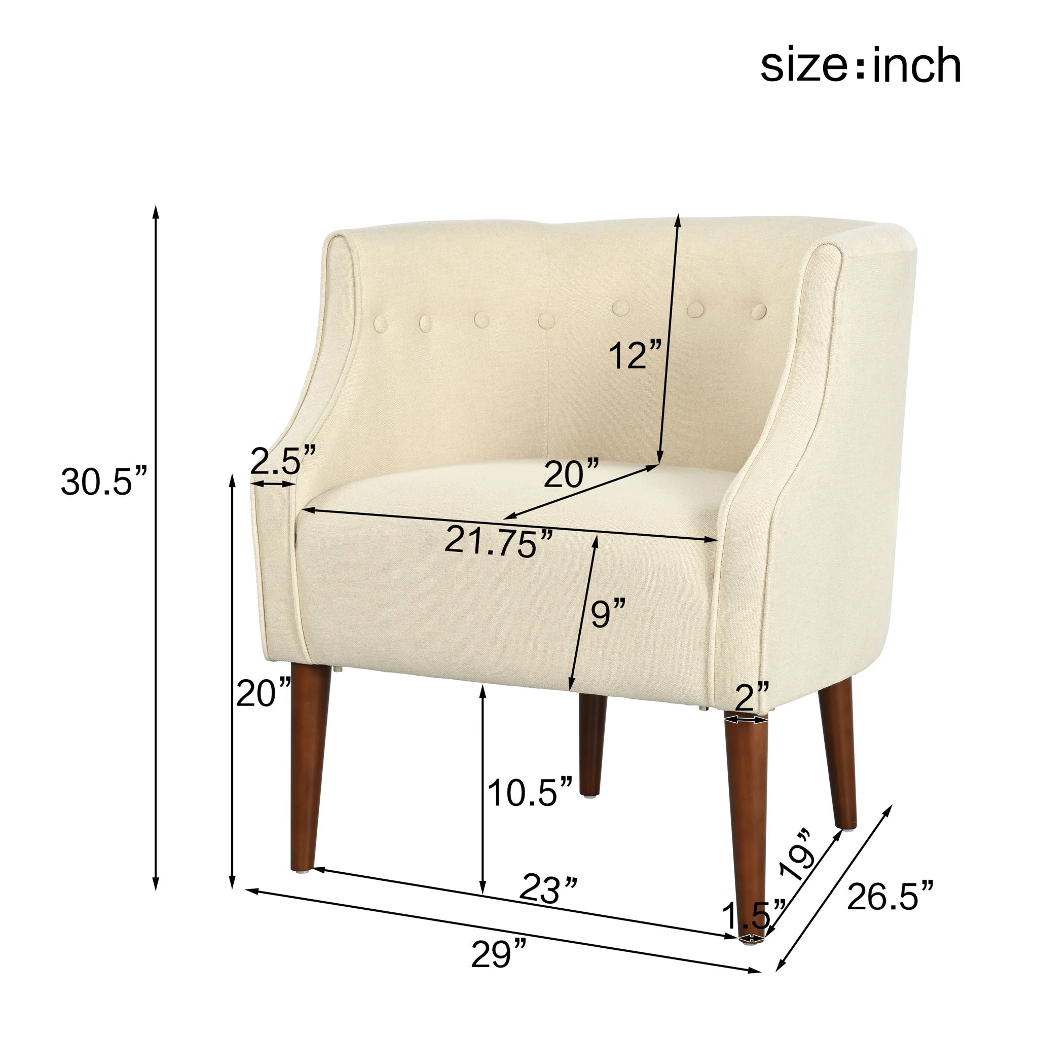 Contemporary Upholstered Club Chair With Button Tufting - Image 13