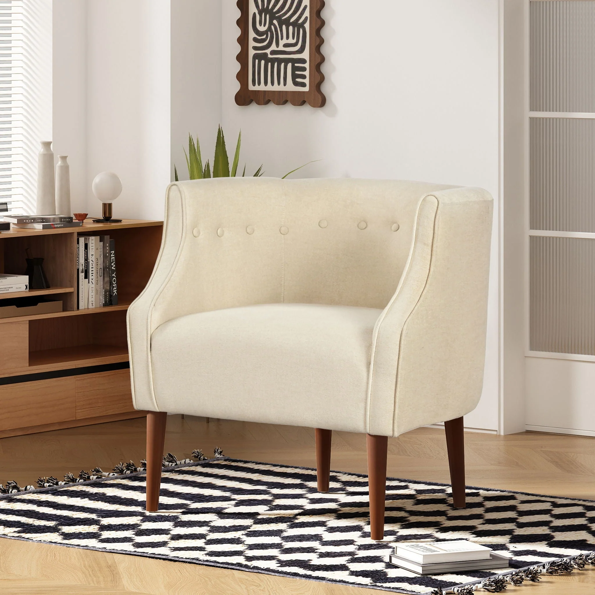 Contemporary Upholstered Club Chair With Button Tufting - Image 9