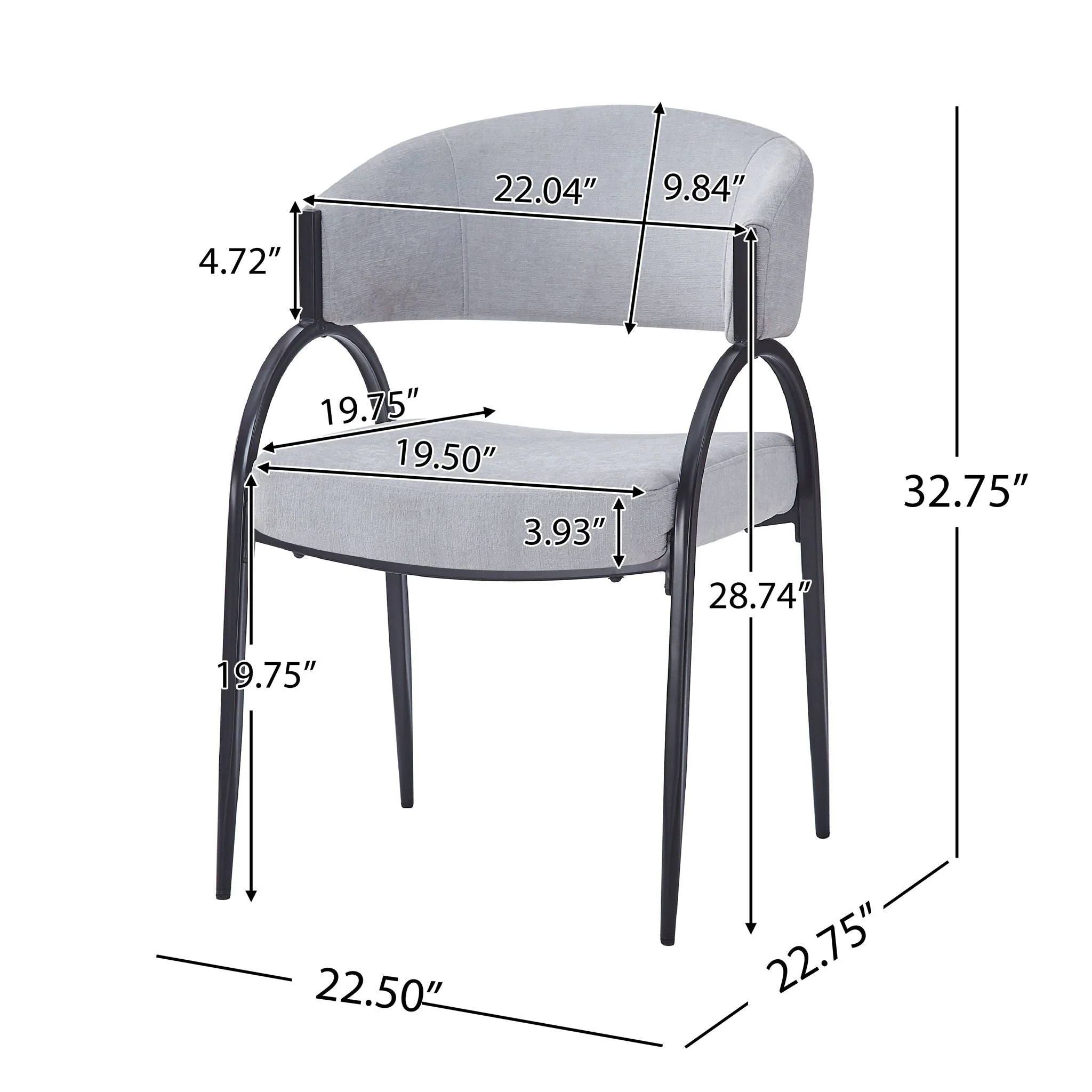 Contemporary Upholstered Dining Chairs with Metal Legs (Set of 2) - Image 3