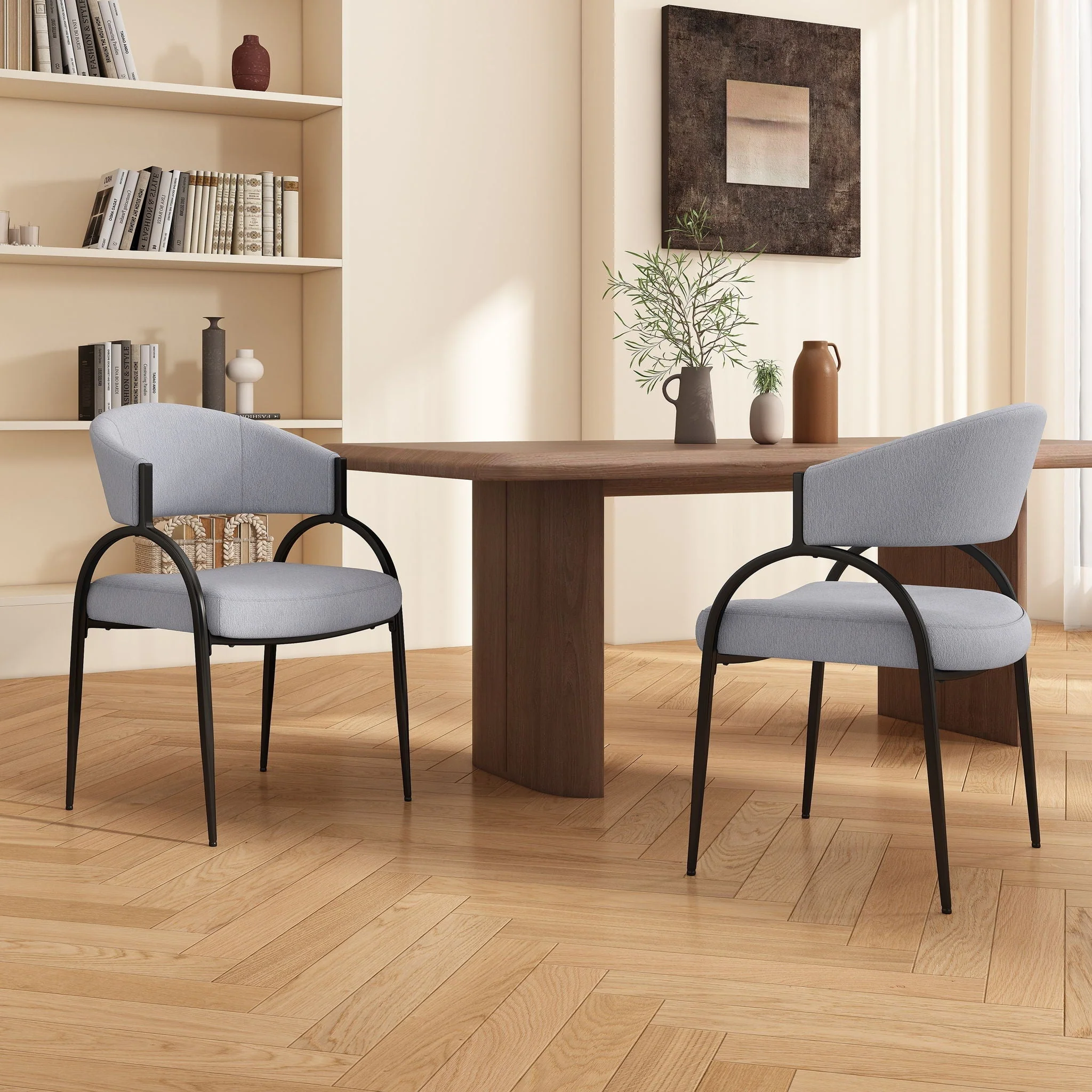 Contemporary Upholstered Dining Chairs with Metal Legs (Set of 2) - Image 4