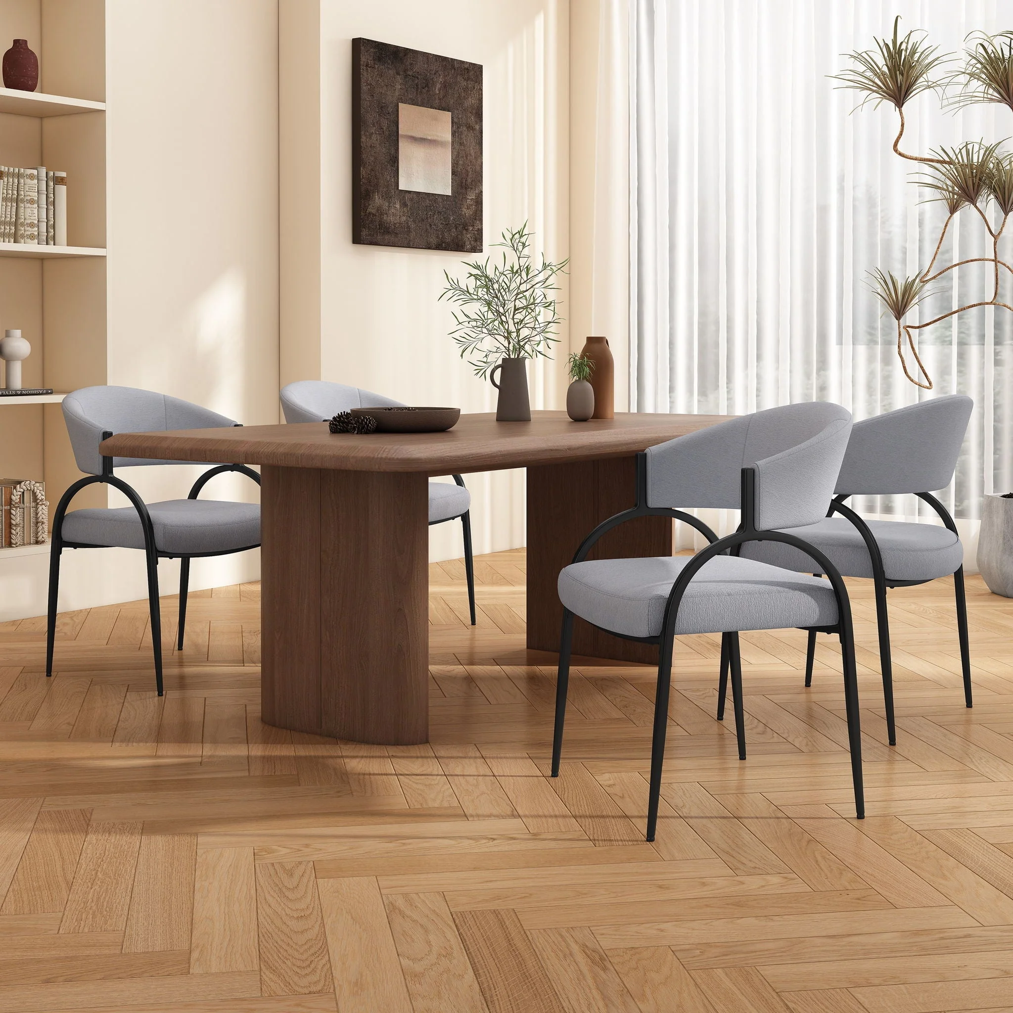 Contemporary Upholstered Dining Chairs with Metal Legs (Set of 2) - Image 5