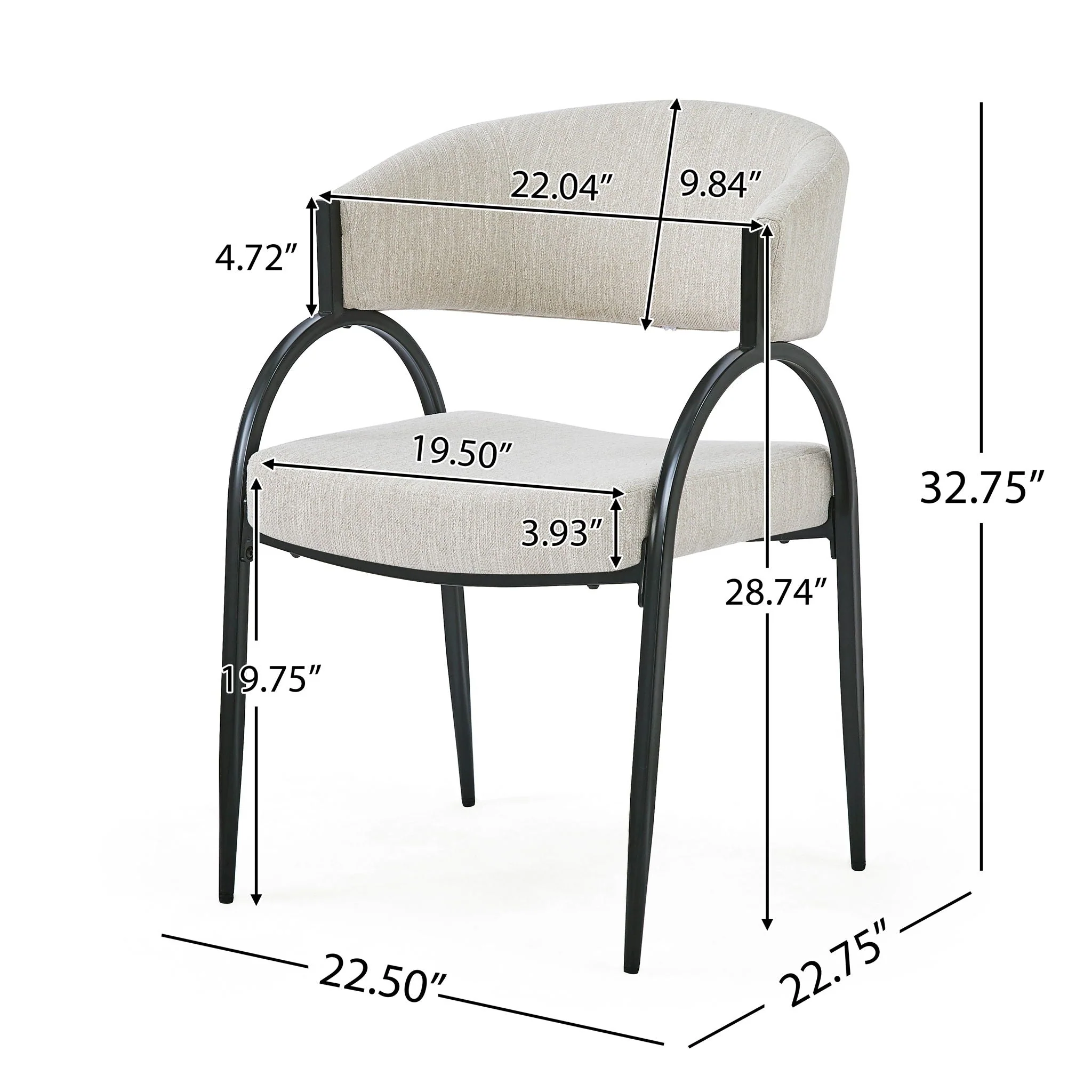 Contemporary Upholstered Dining Chairs with Metal Legs (Set of 2) - Image 6