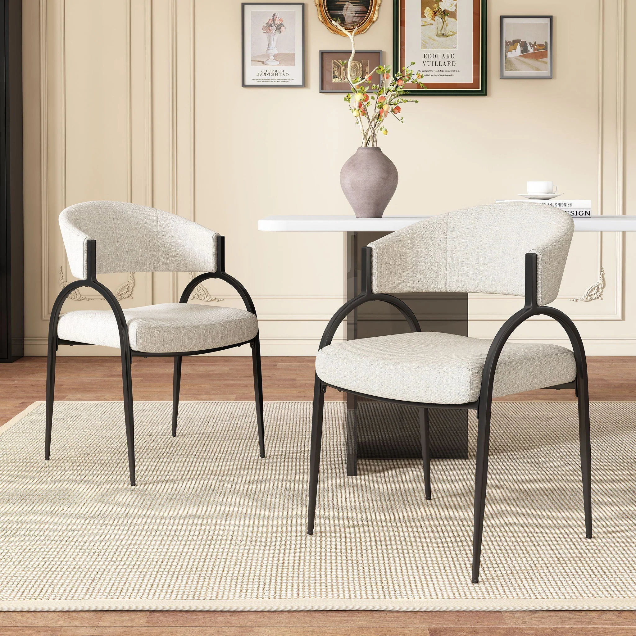 Contemporary Upholstered Dining Chairs with Metal Legs (Set of 2) - Image 7