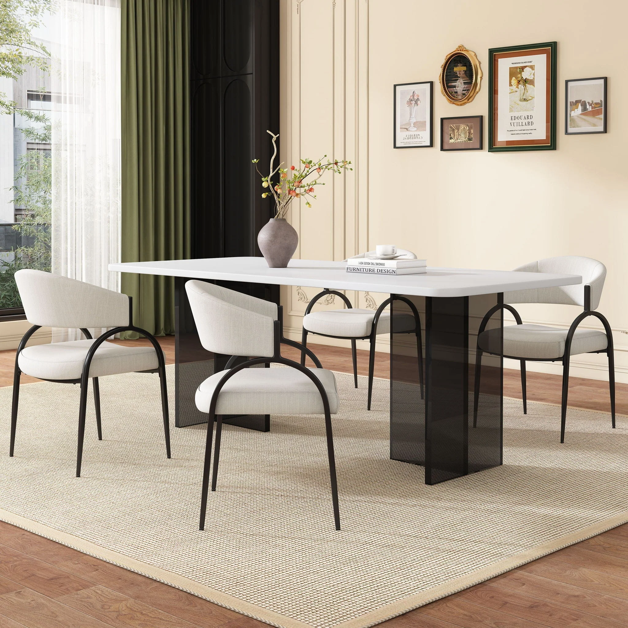 Contemporary Upholstered Dining Chairs with Metal Legs (Set of 2) - Image 8
