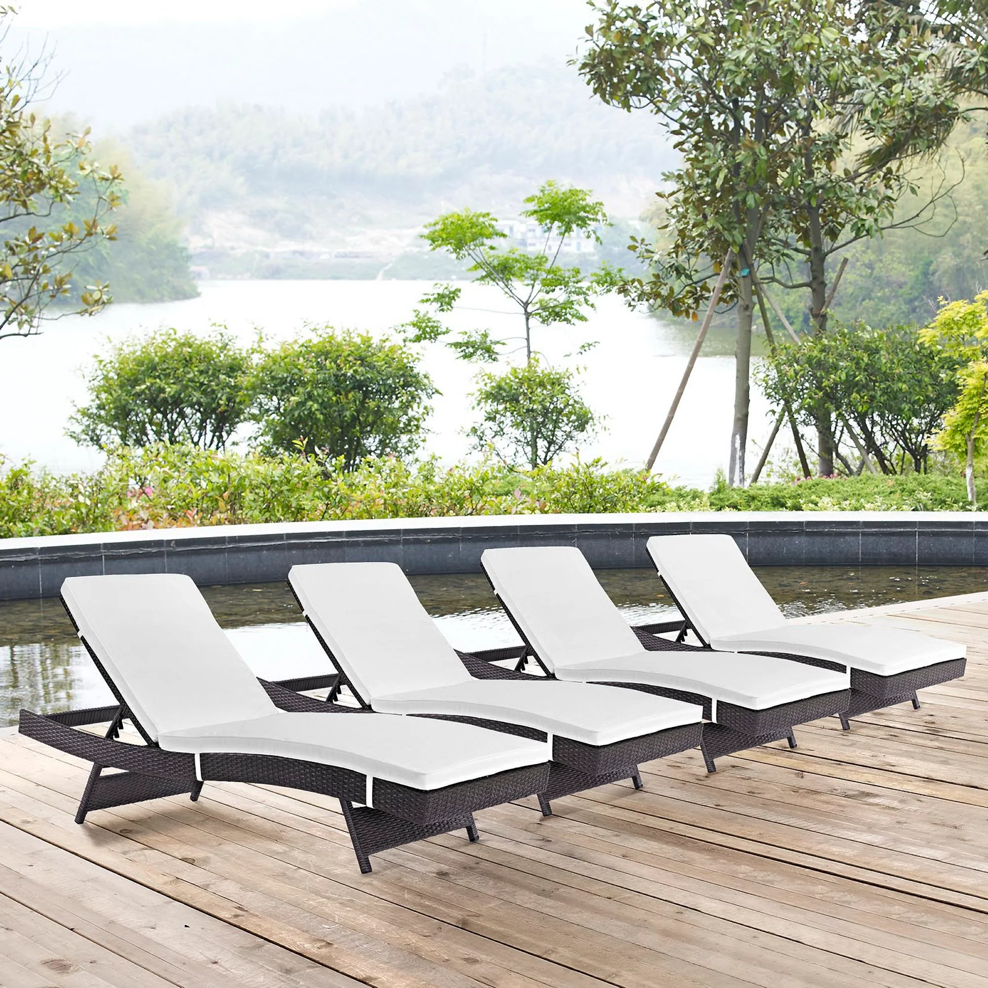 Convene Outdoor Patio Chaise Set of 4 by Modway - Image 5