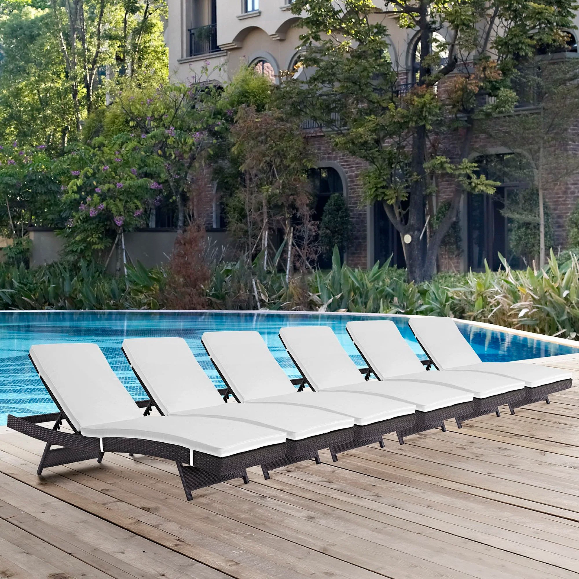Convene Outdoor Patio Chaise Set of 6 by Modway - Image 5