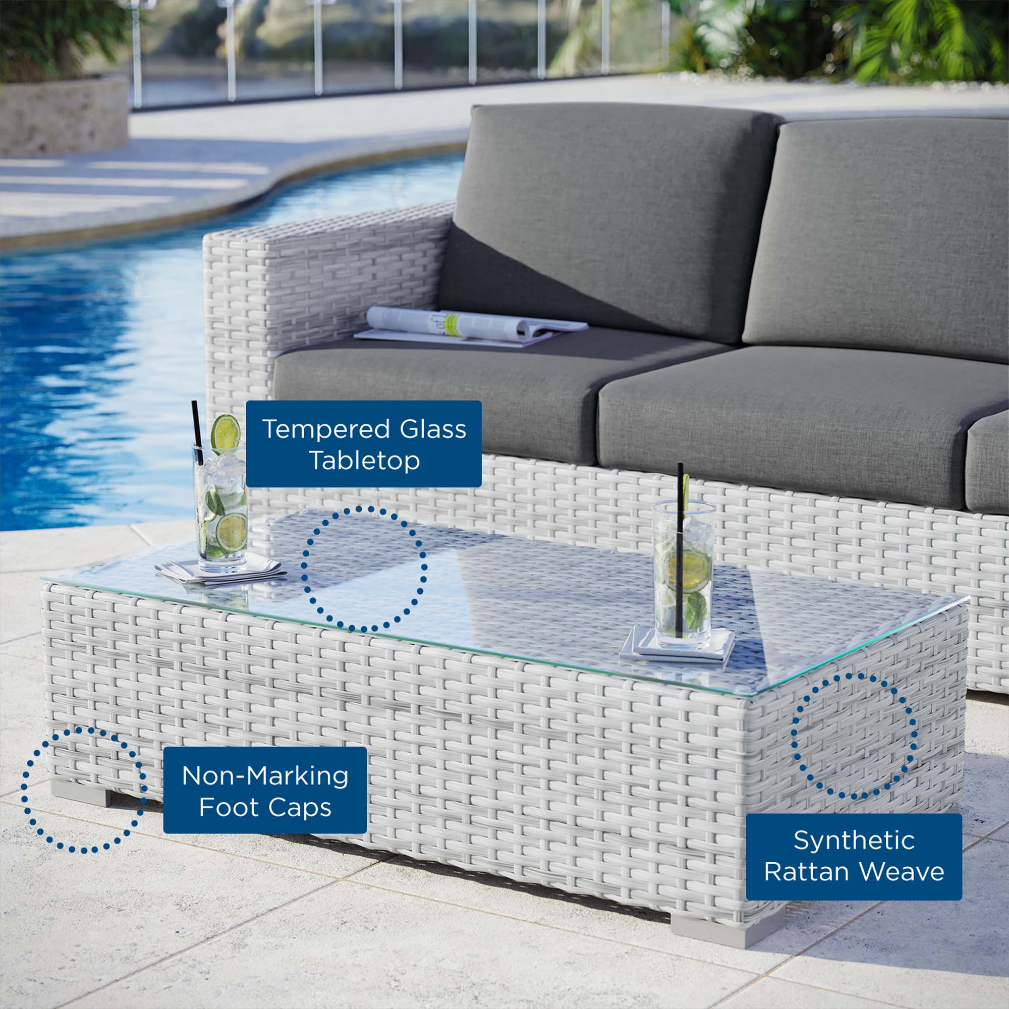 Convene Outdoor Patio Coffee Table by Modway - Image 5