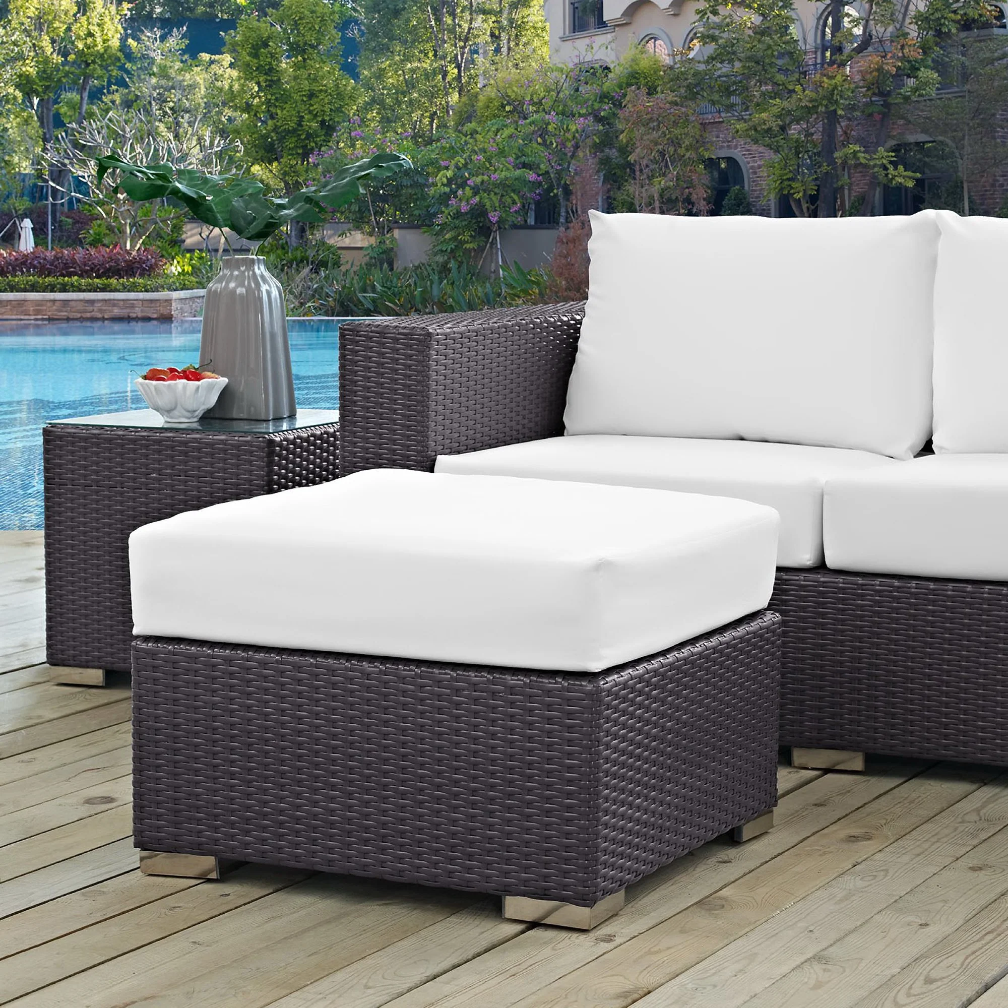 Convene Outdoor Patio Fabric Square Ottoman by Modway - Image 3