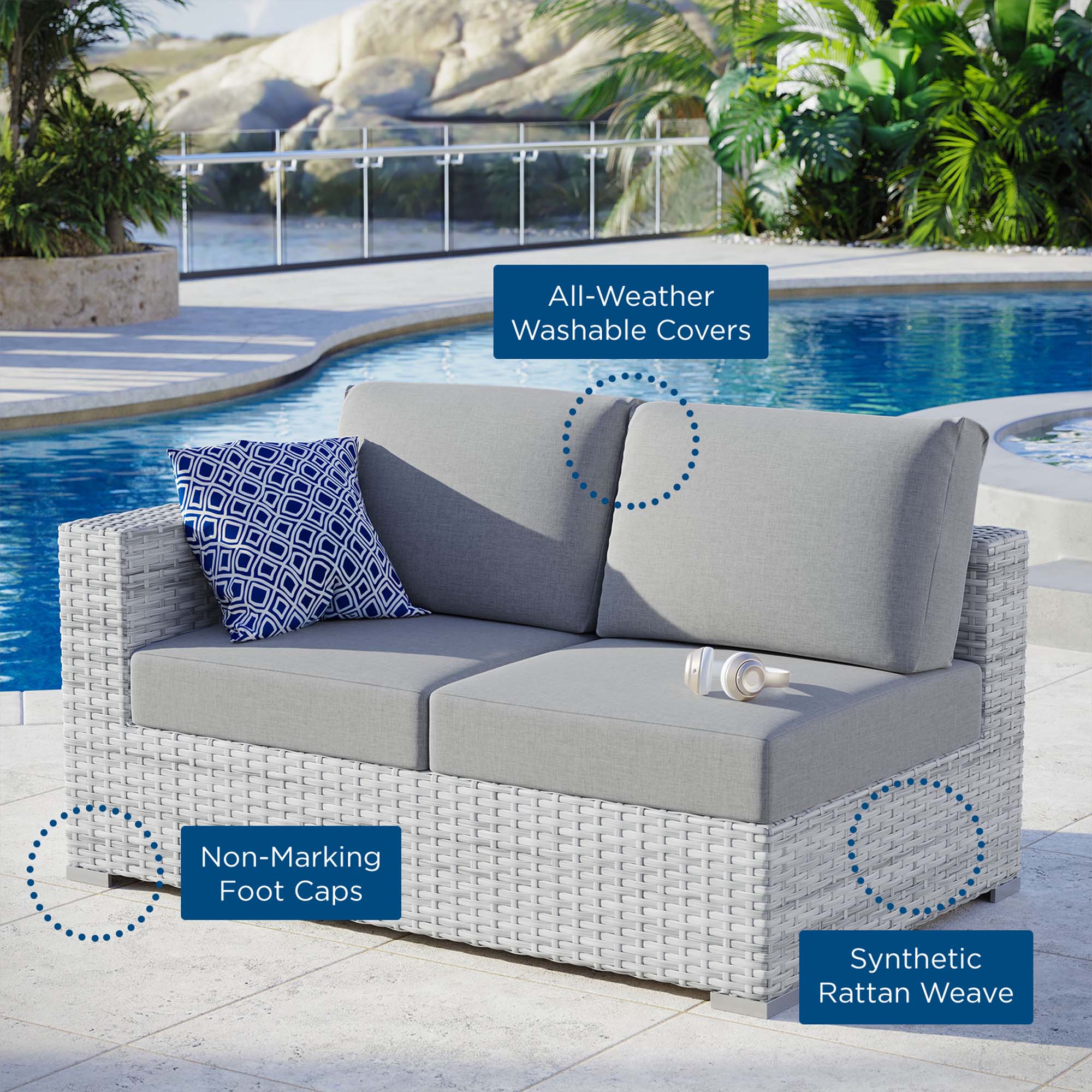 Convene Outdoor Patio Left-Arm Loveseat by Modway - Image 7