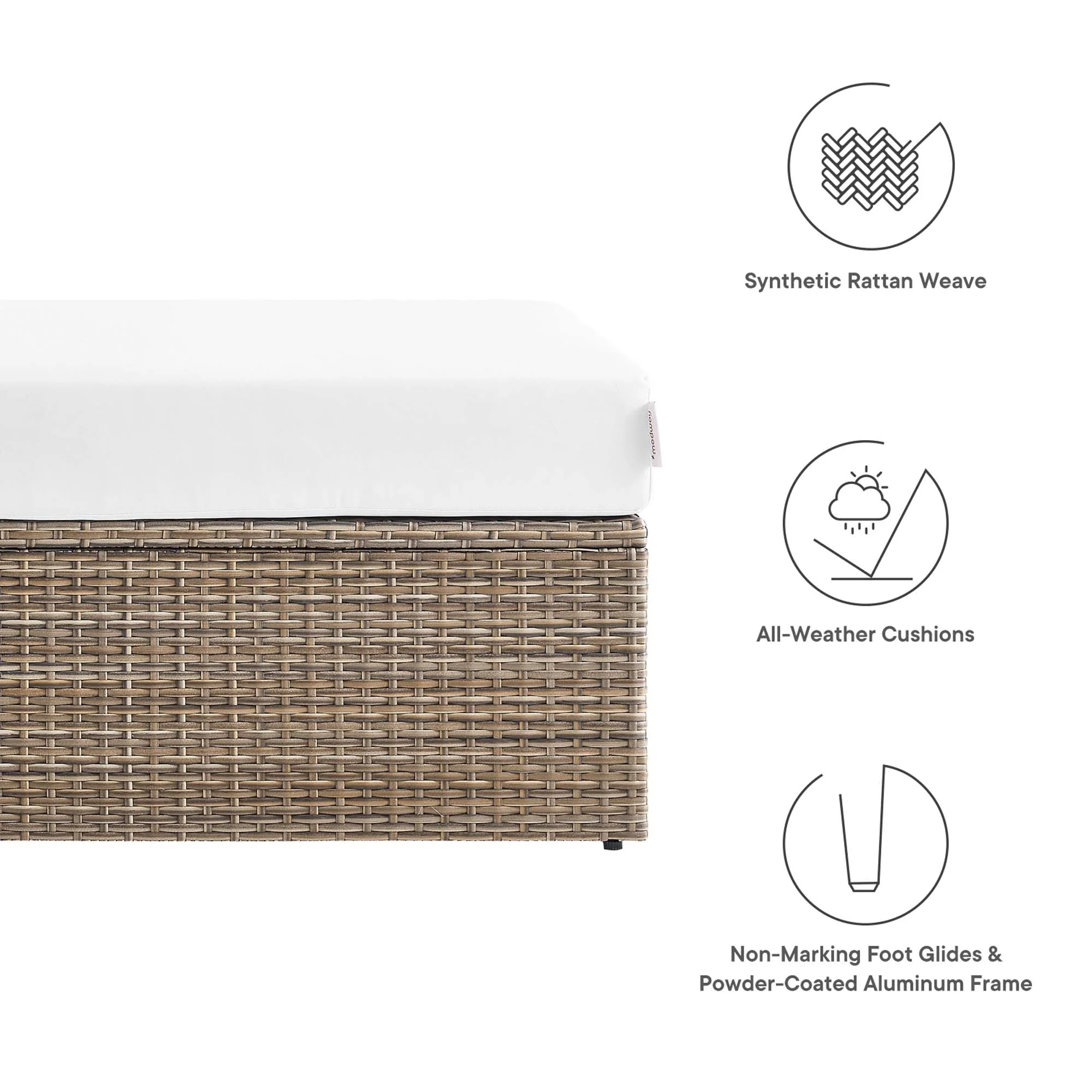 Convene Outdoor Patio Rectangle Ottoman by Modway - Image 2