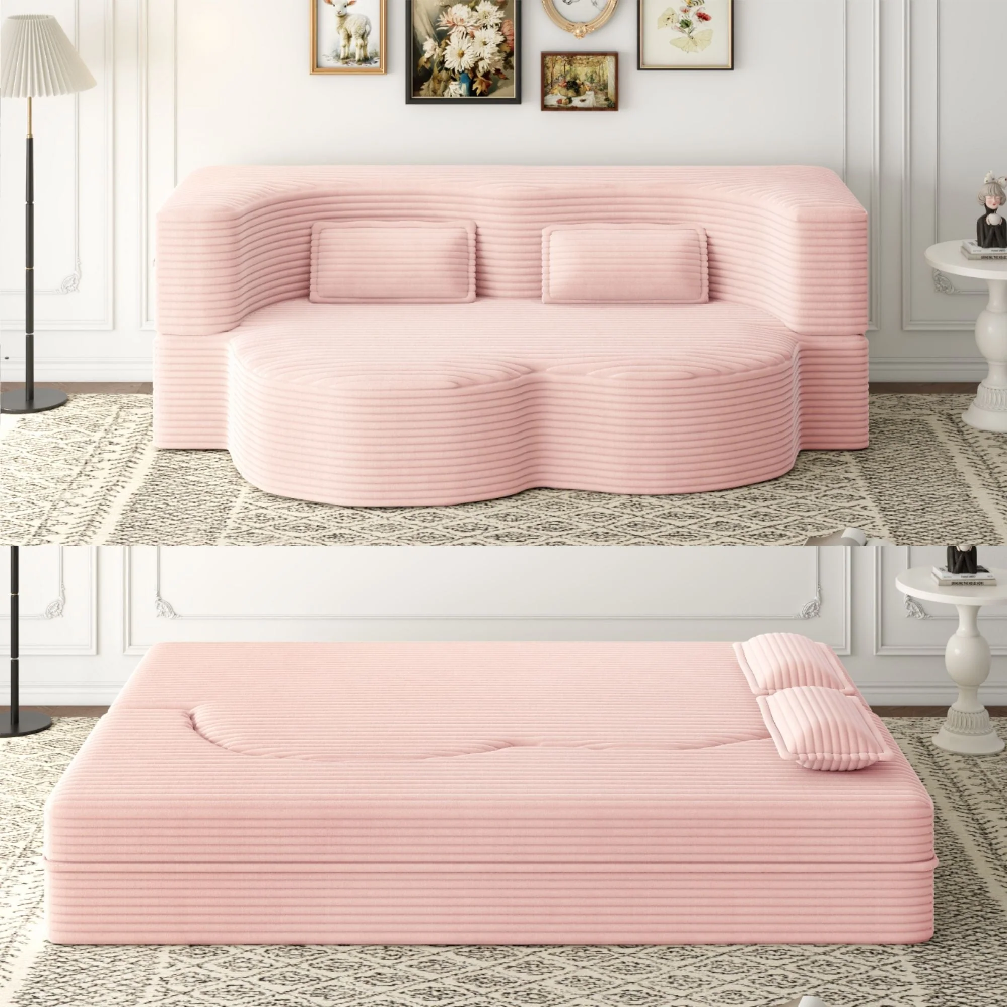 Convertible Foam-Filled Sleeper Sofa Bed With 2 Pillows - Image 10