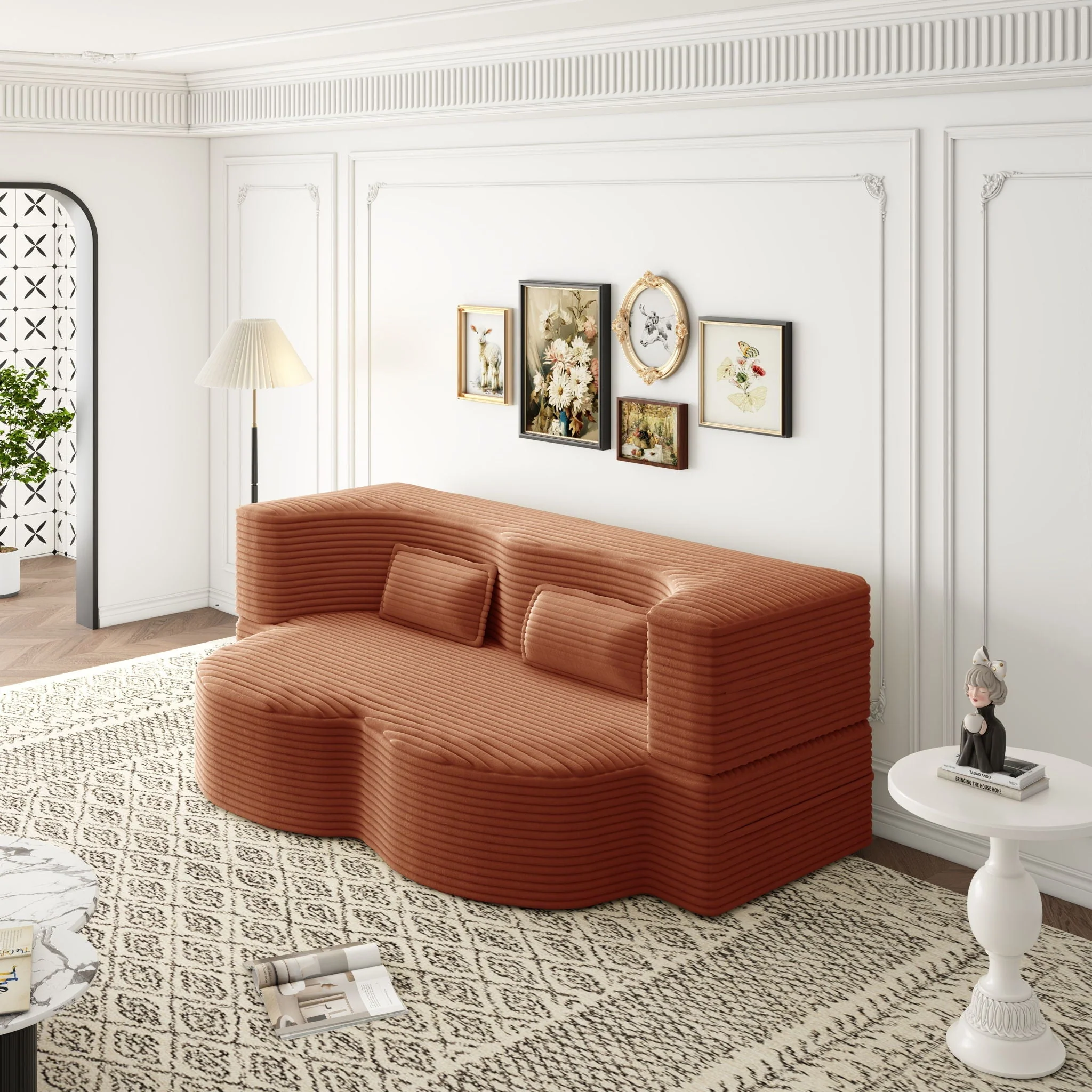 Convertible Foam-Filled Sleeper Sofa Bed With 2 Pillows - Image 11