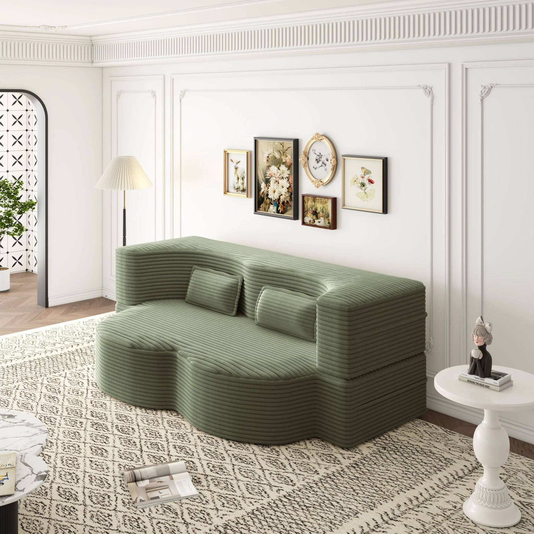 Convertible Foam-Filled Sleeper Sofa Bed With 2 Pillows - Image 6