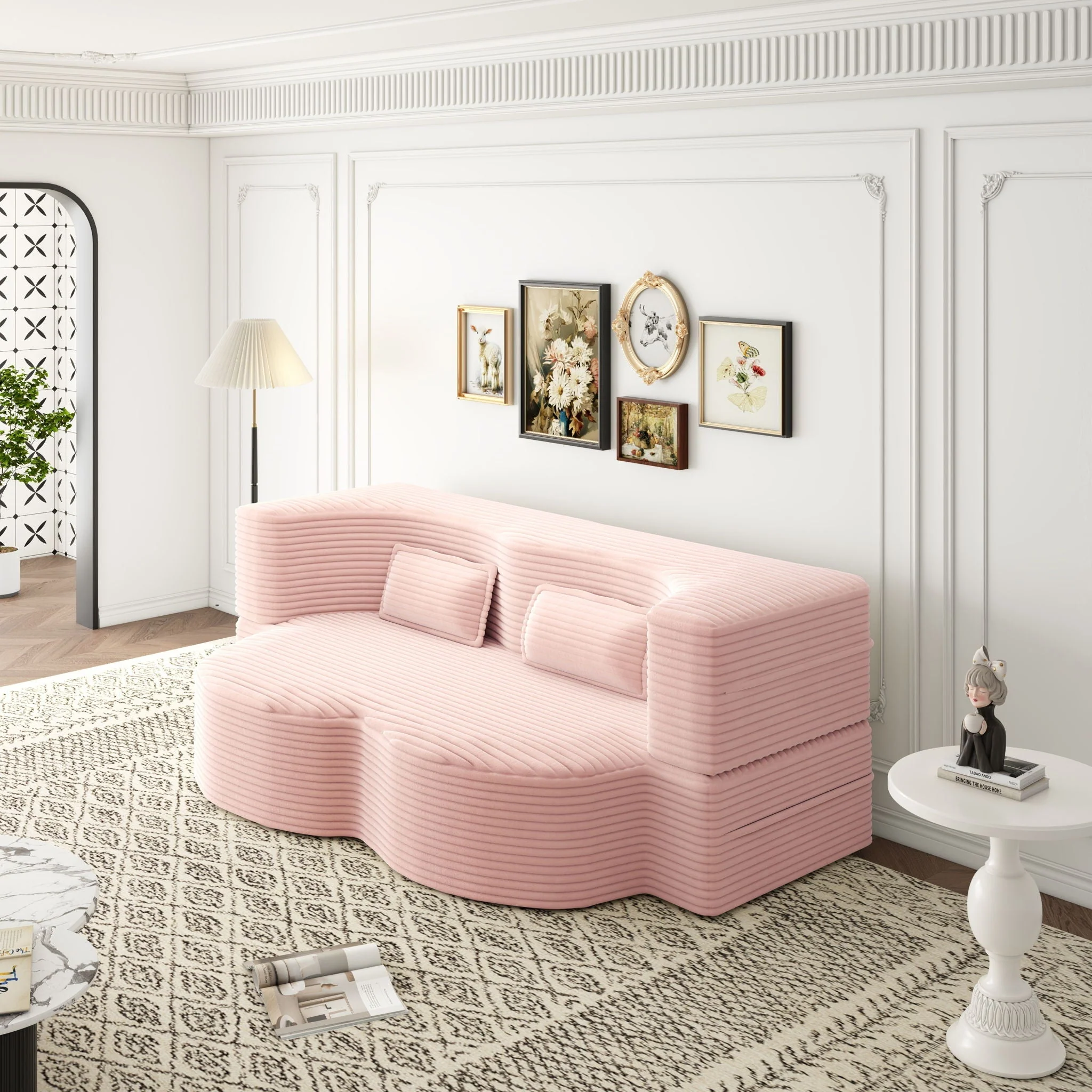 Convertible Foam-Filled Sleeper Sofa Bed With 2 Pillows - Image 7