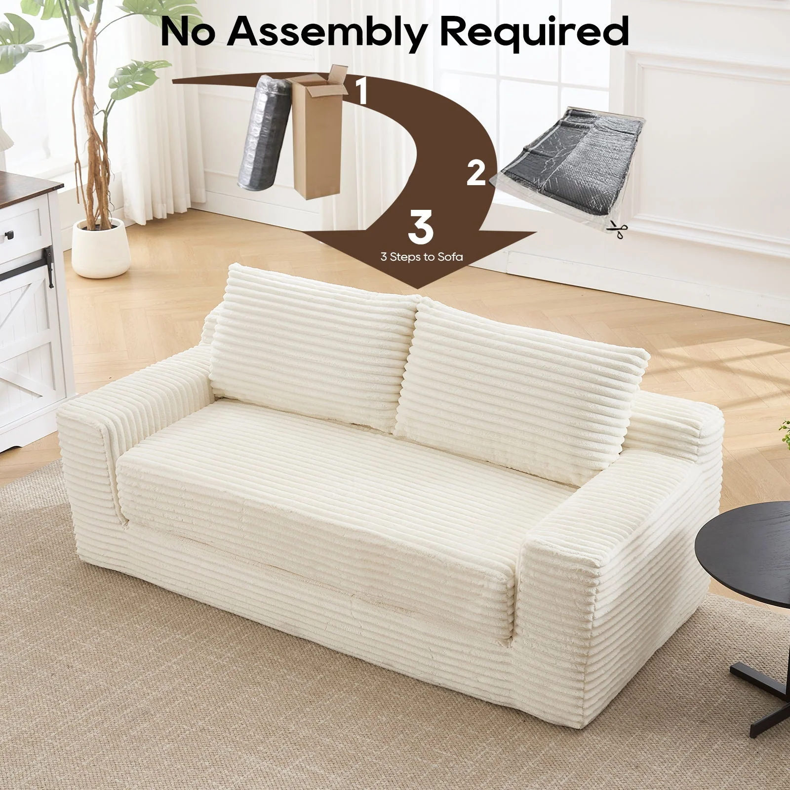 Convertible Loveseat Sofa Bed With Memory Foam & Steel Frame - Image 10