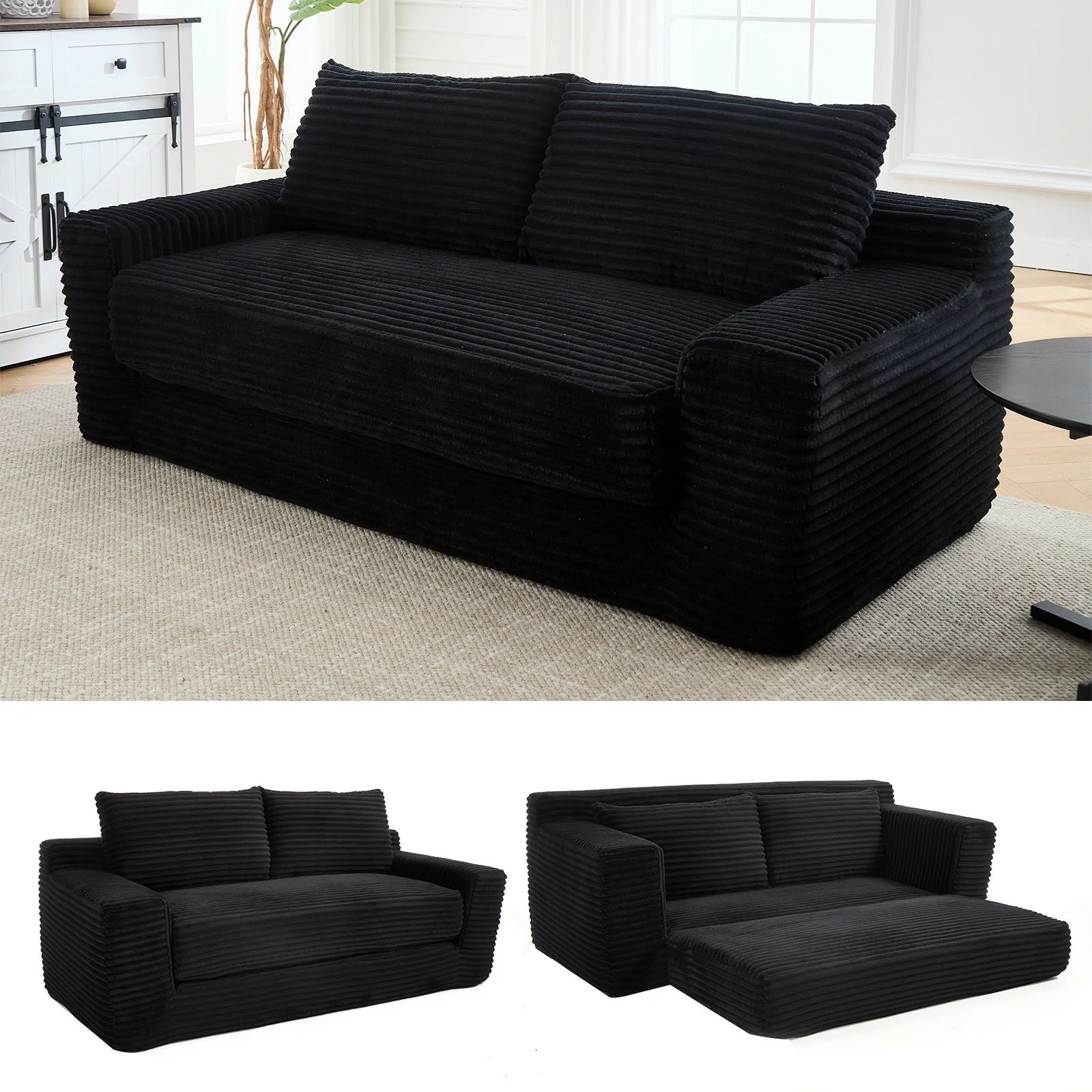 Convertible Loveseat Sofa Bed With Memory Foam & Steel Frame - Image 12