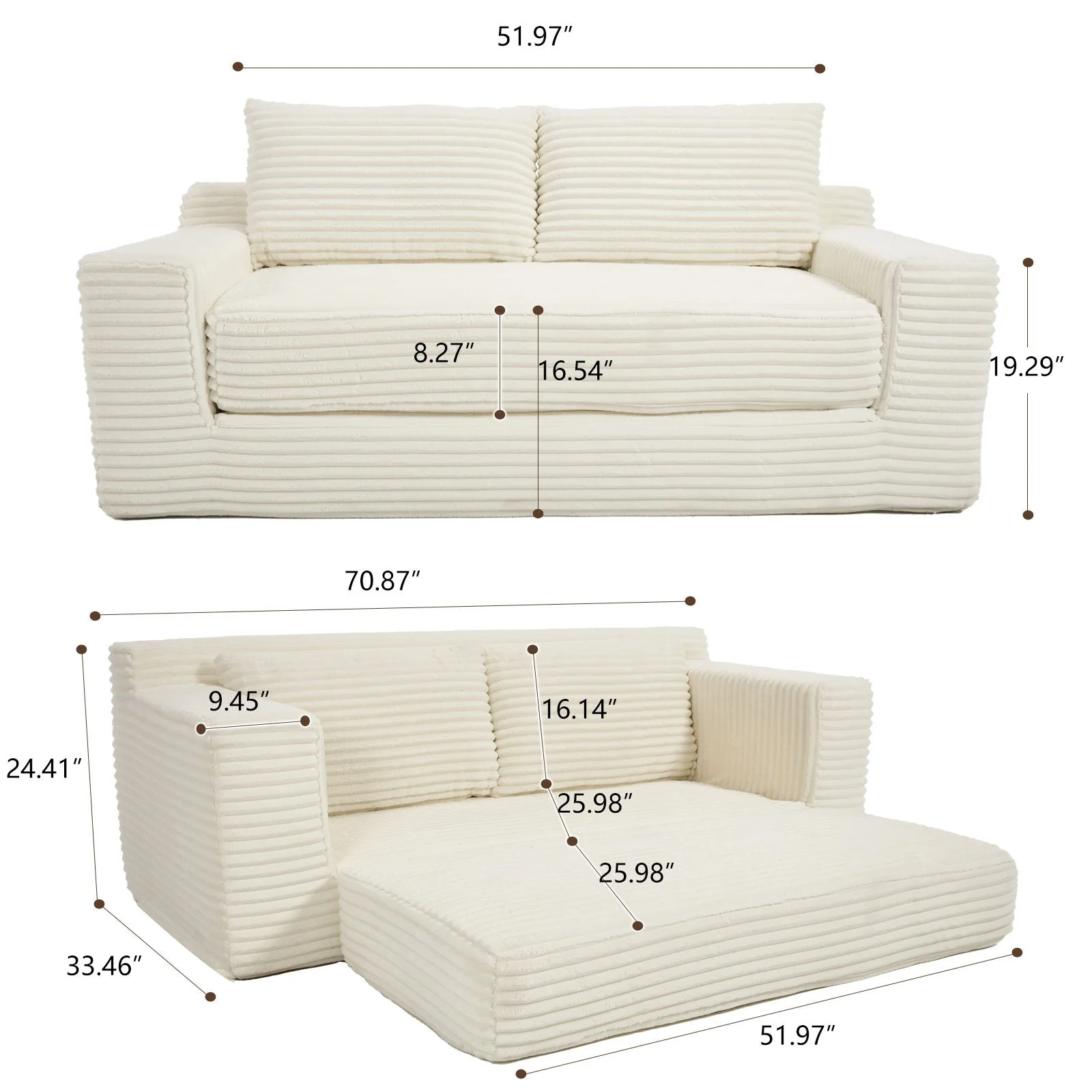 Convertible Loveseat Sofa Bed With Memory Foam & Steel Frame - Image 13