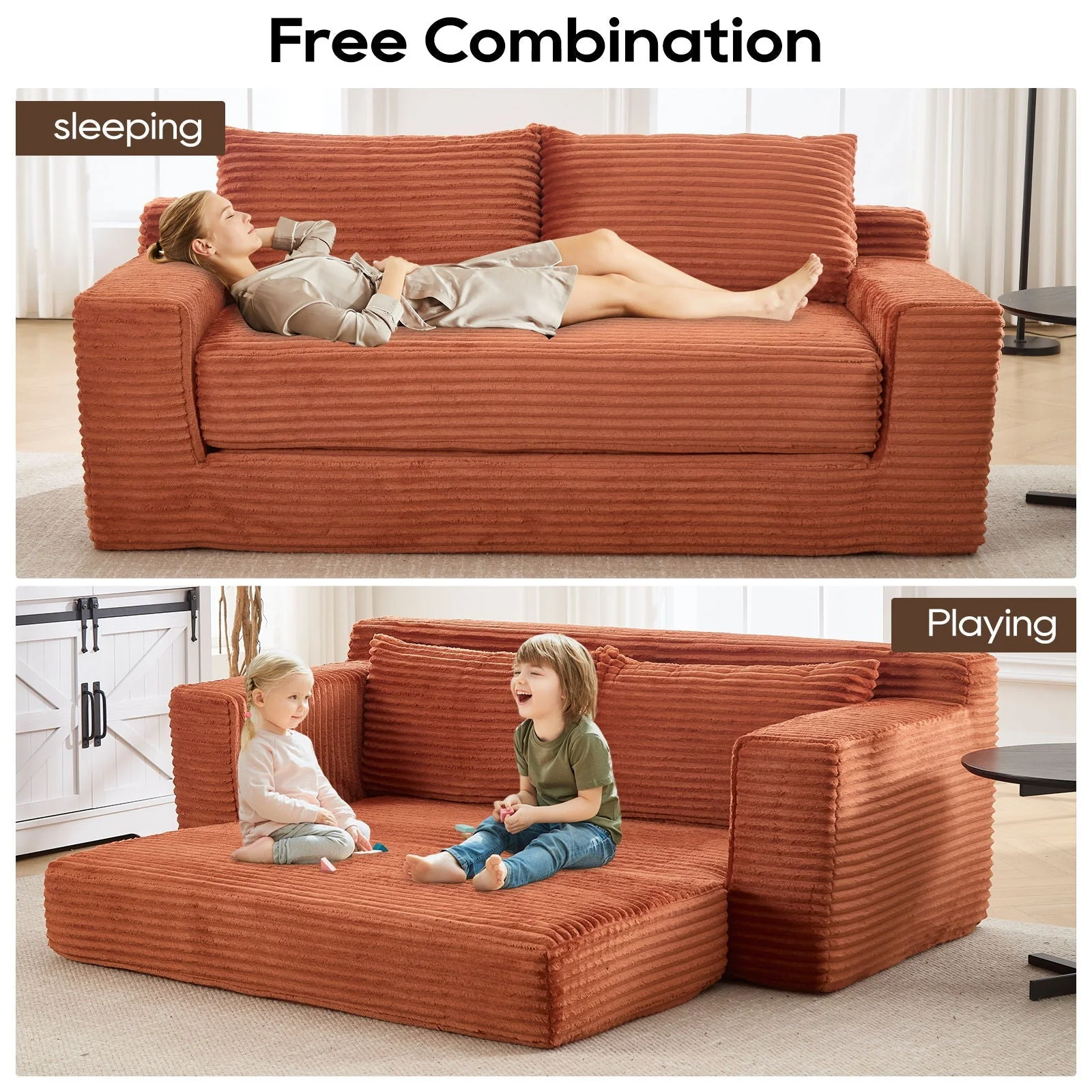 Convertible Loveseat Sofa Bed With Memory Foam & Steel Frame - Image 15