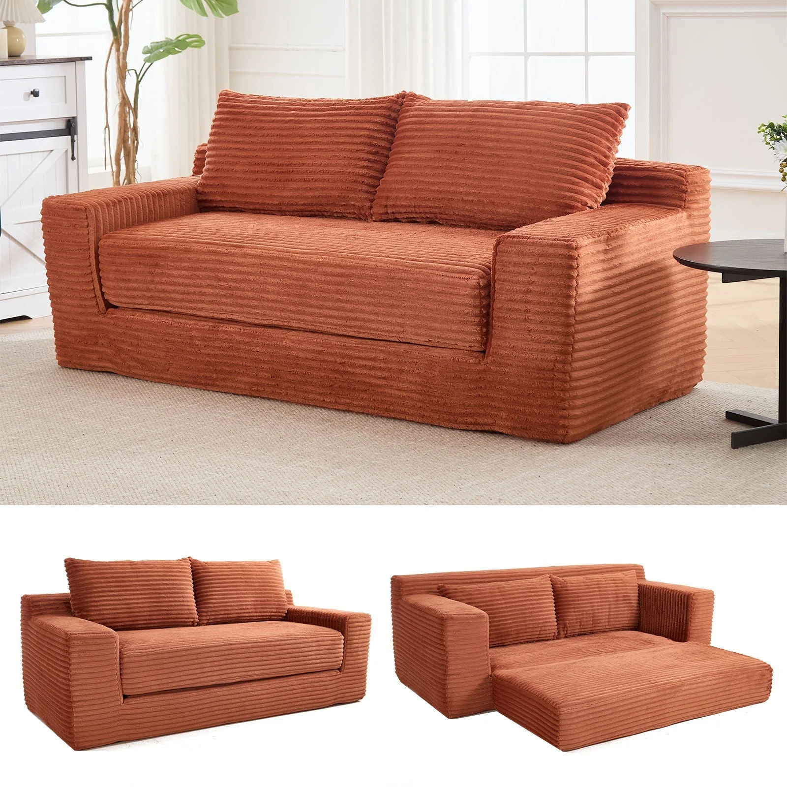 Convertible Loveseat Sofa Bed With Memory Foam & Steel Frame - Image 16