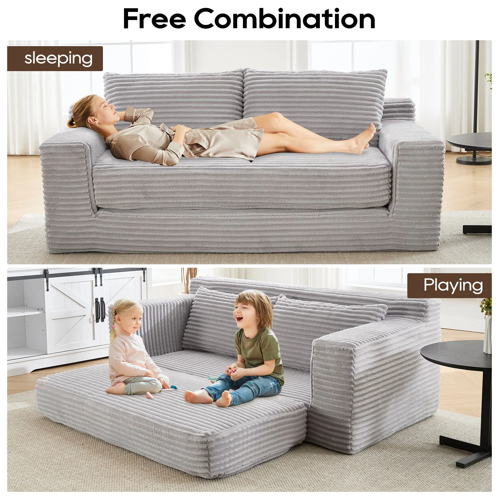 Convertible Loveseat Sofa Bed With Memory Foam & Steel Frame - Image 5