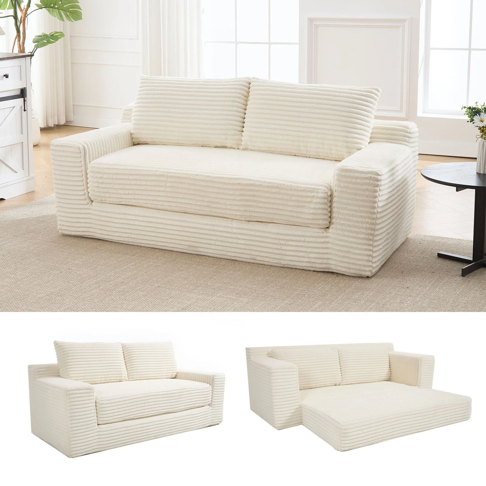 Convertible Loveseat Sofa Bed With Memory Foam & Steel Frame - Image 7