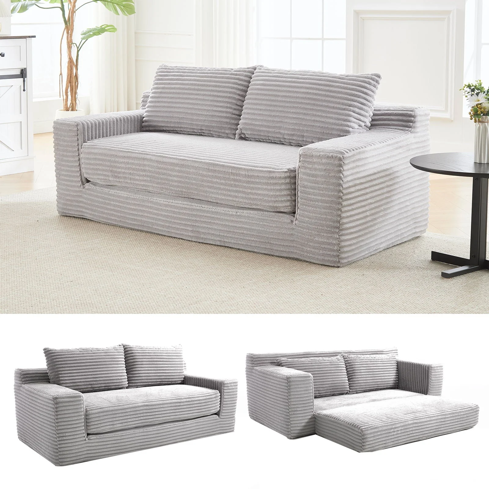 Convertible Loveseat Sofa Bed With Memory Foam & Steel Frame - Image 8