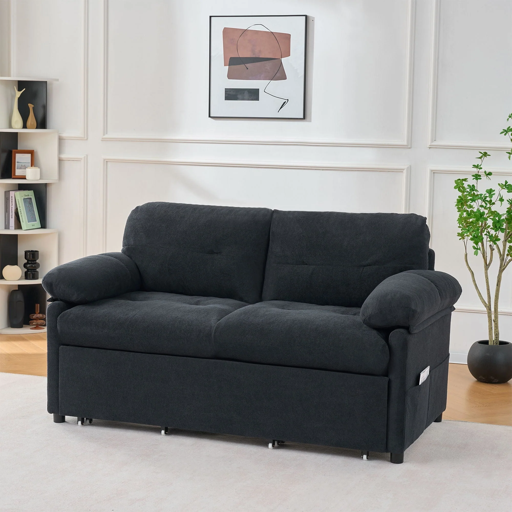 Convertible Pull Out Sofa Bed Queen Size, 3 In 1 With Side Storage - Image 12