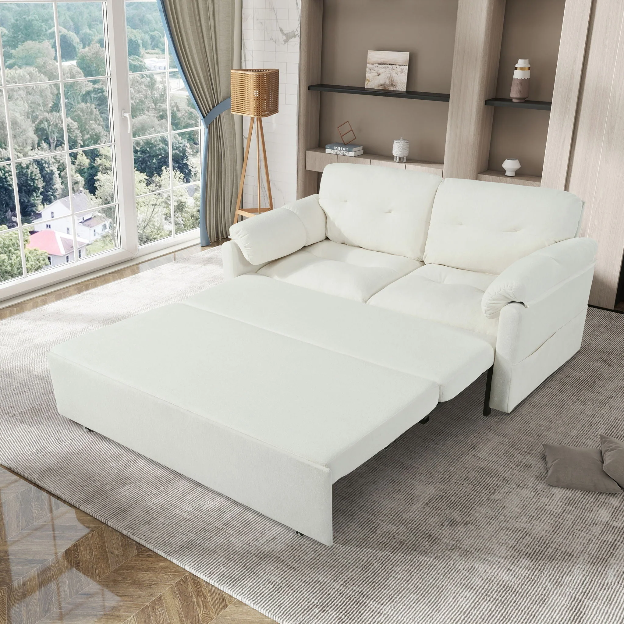 Convertible Pull Out Sofa Bed Queen Size, 3 In 1 With Side Storage - Image 8