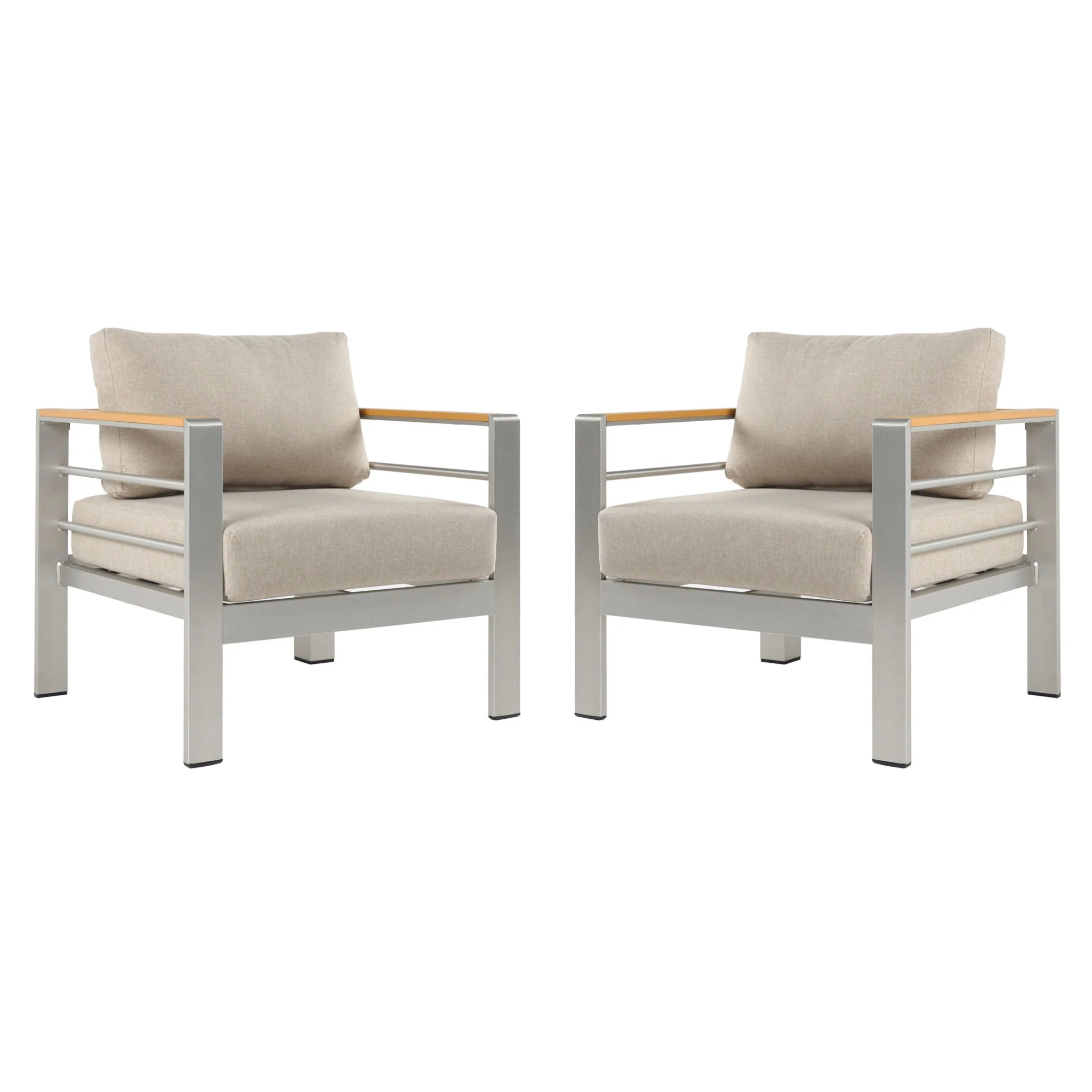 Cora Outdoor Aluminum Club Chair Set with Cushions - Image 2