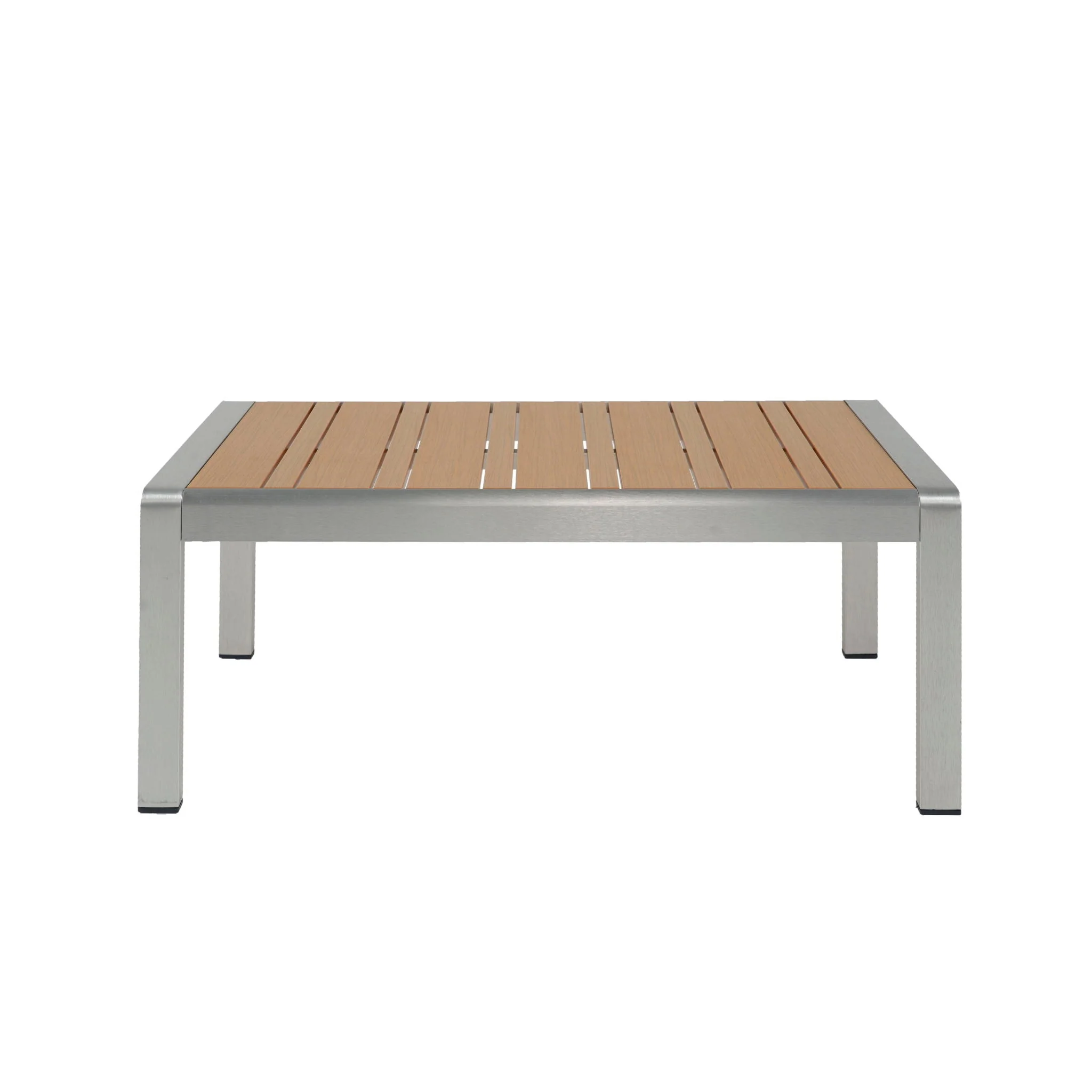 Cora Outdoor Aluminum Coffee Table - Natural / Silver - Image 2