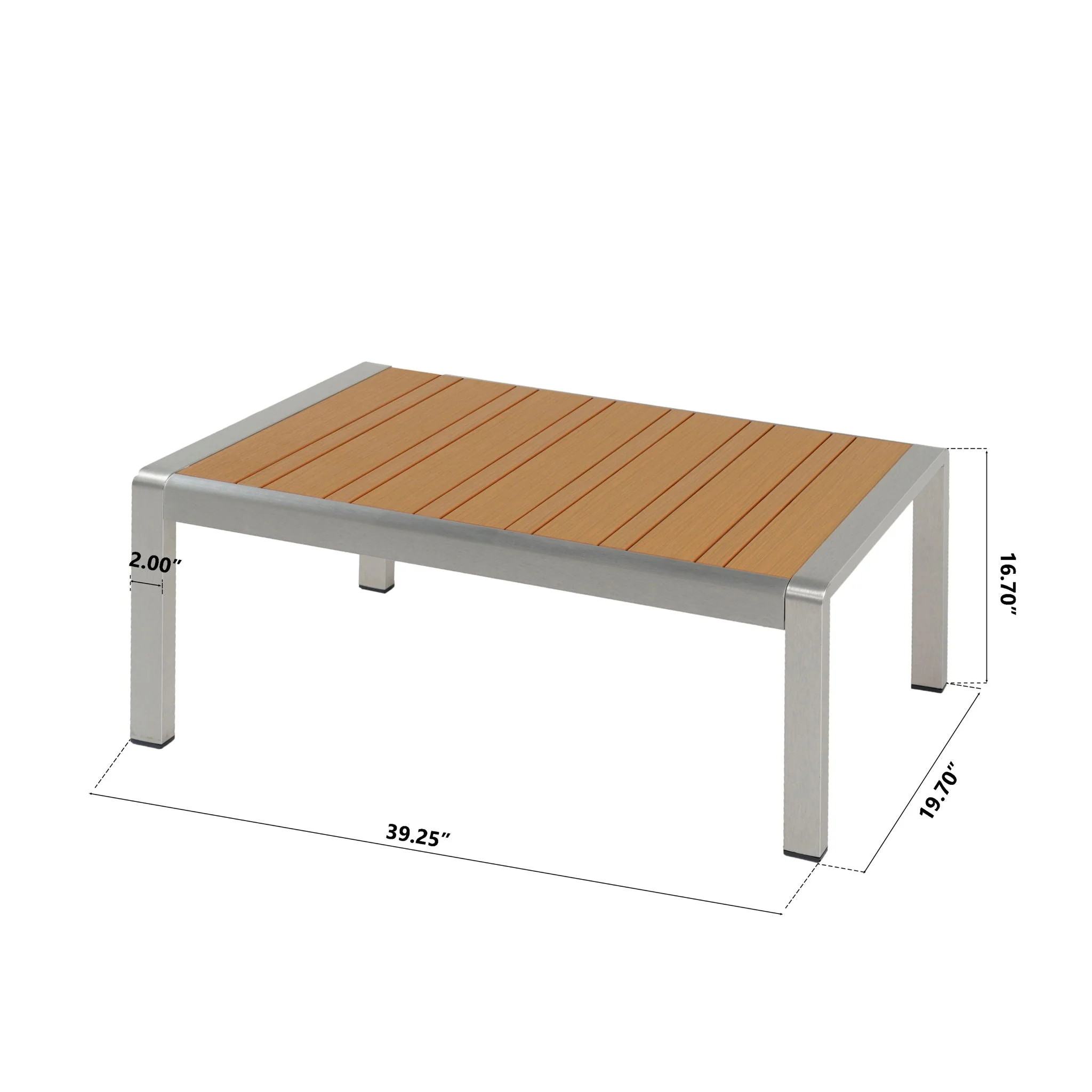 Cora Outdoor Aluminum Coffee Table - Natural / Silver - Image 4