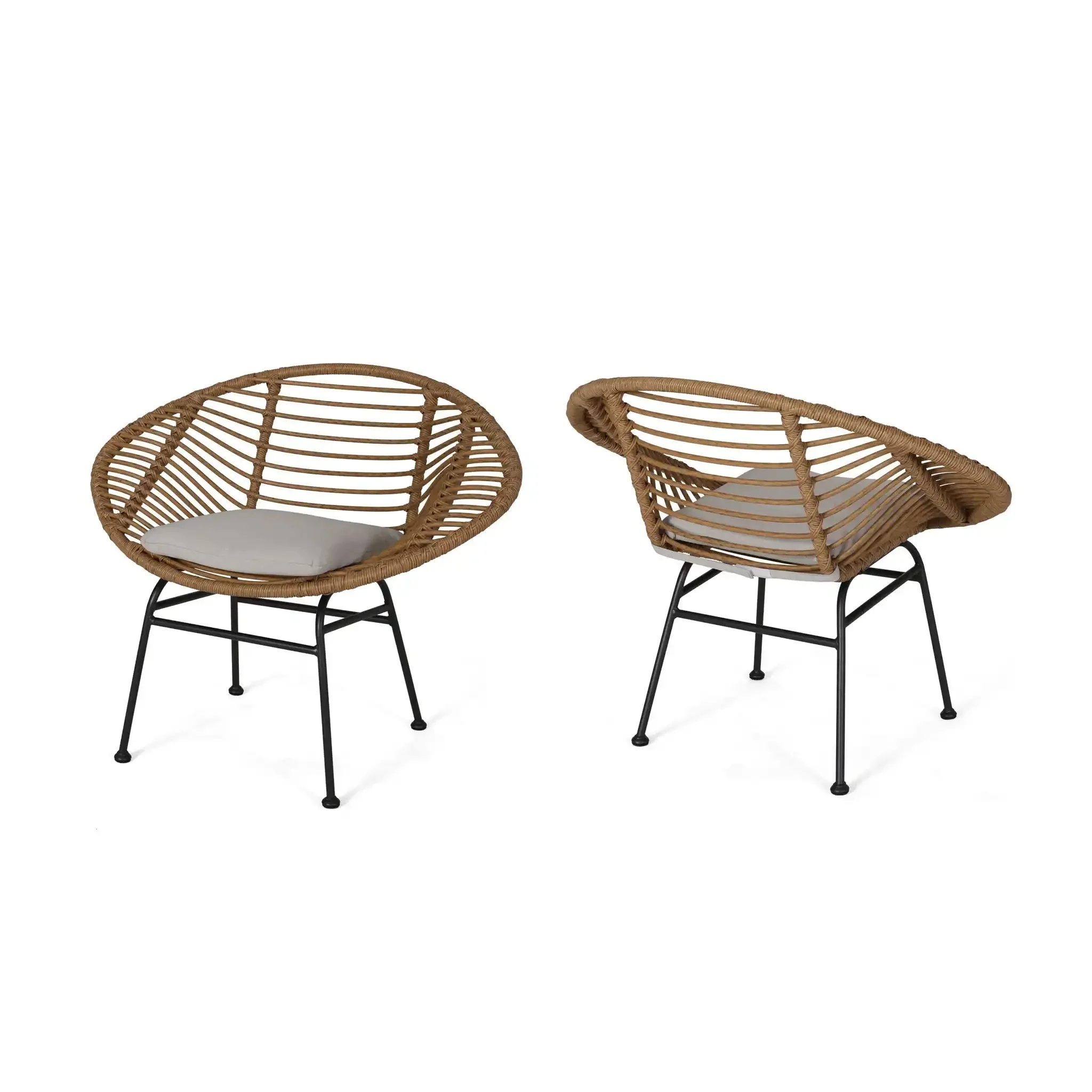 Cordella - Outdoor Woven Wicker Chairs With Cushions, (Set of 2) - Image 2