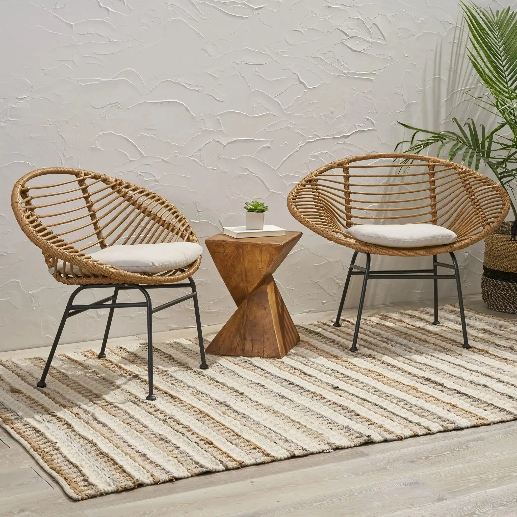 Cordella - Outdoor Woven Wicker Chairs With Cushions, (Set of 2) - Image 7