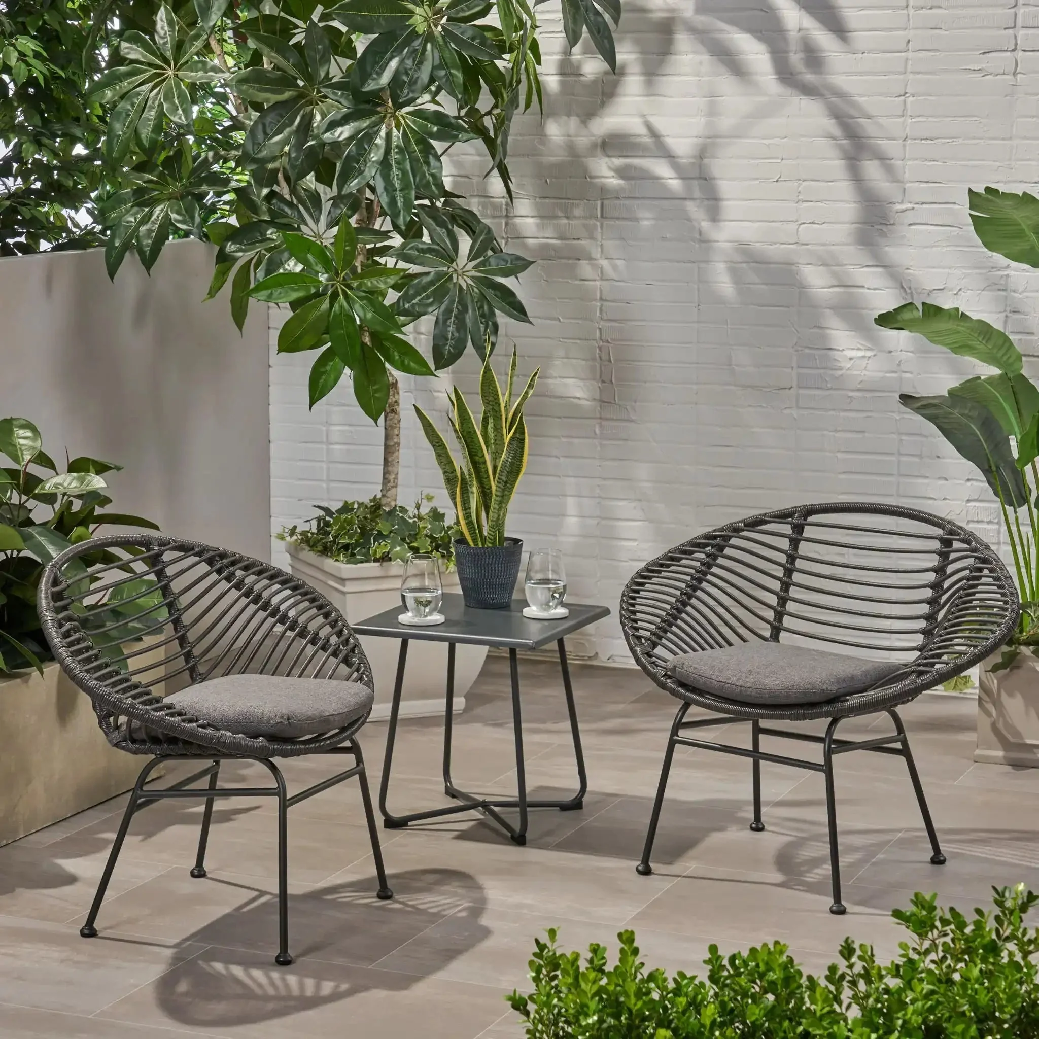 Cordella - Outdoor Woven Wicker Chairs With Cushions, (Set of 2) - Image 8