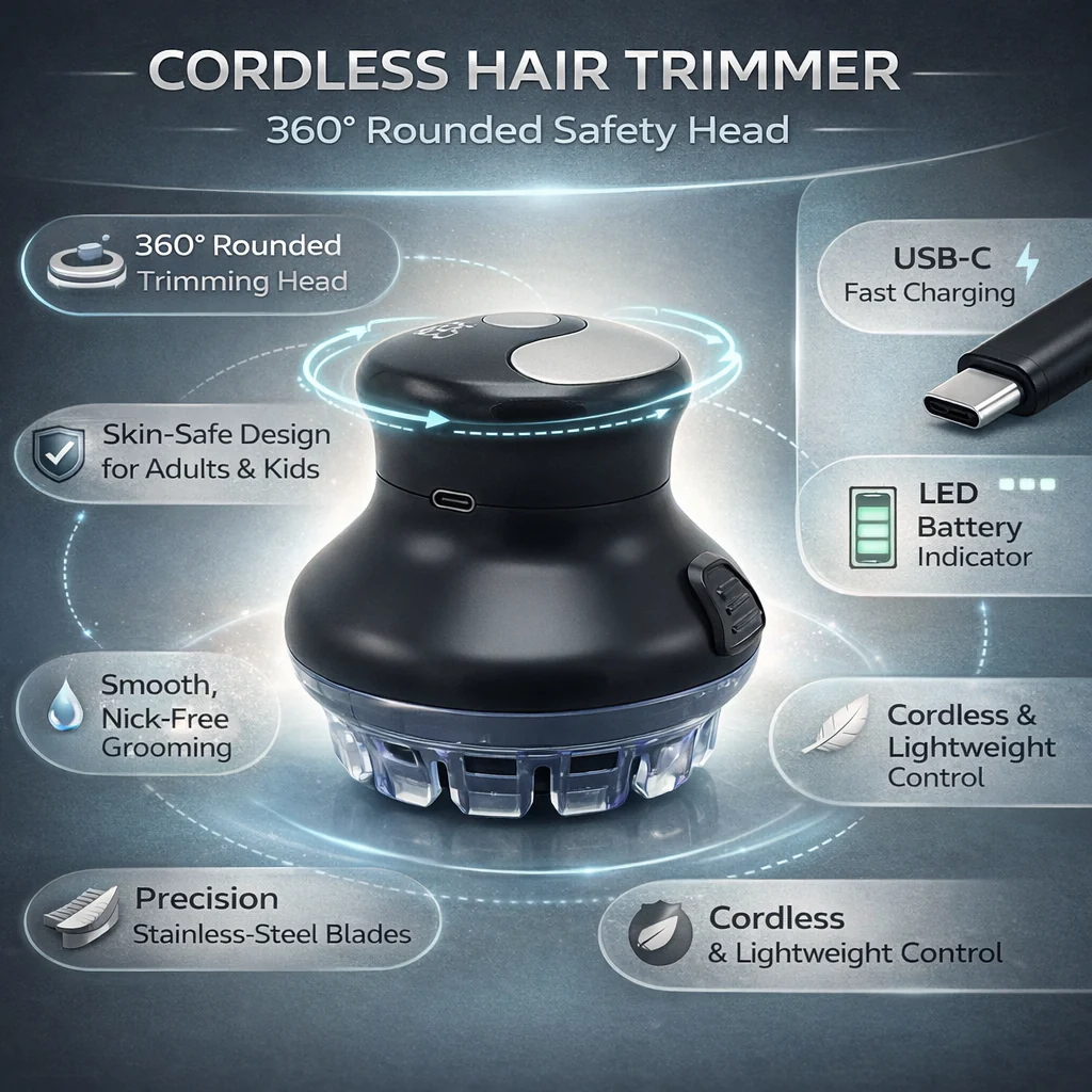 Cordless Hair Trimmer USB-C Rechargeable with Safety Blade - Image 4