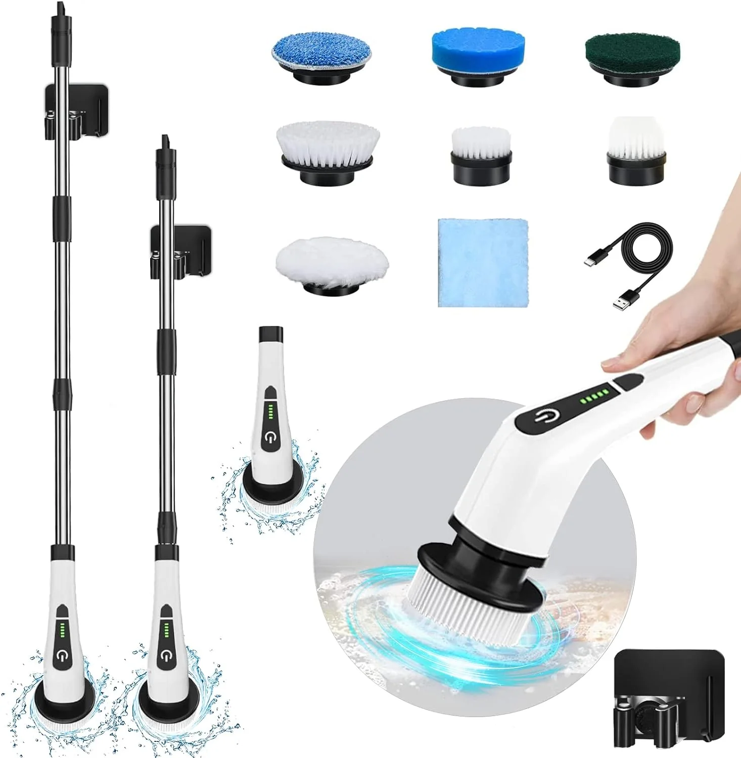 Cordless Power Shower Scrubber - Electric Cleaning Brush for Tile & Tub