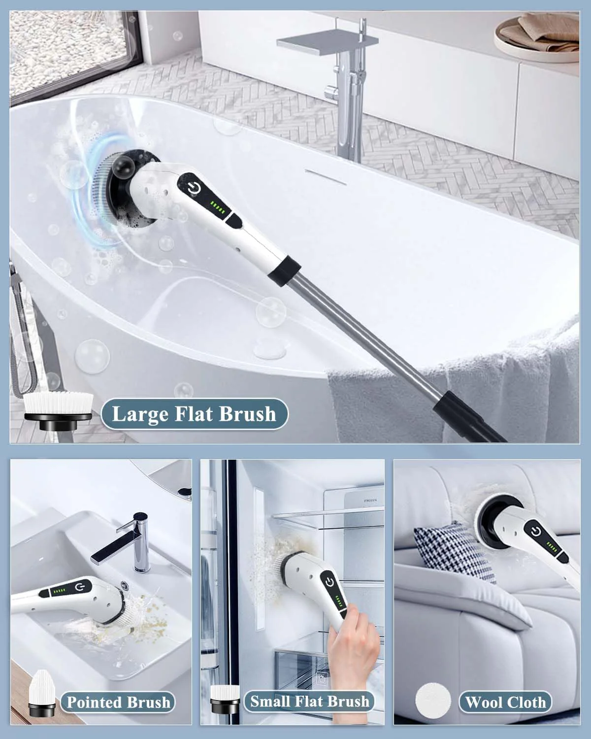 Cordless Power Shower Scrubber - Electric Cleaning Brush for Tile & Tub - Image 2