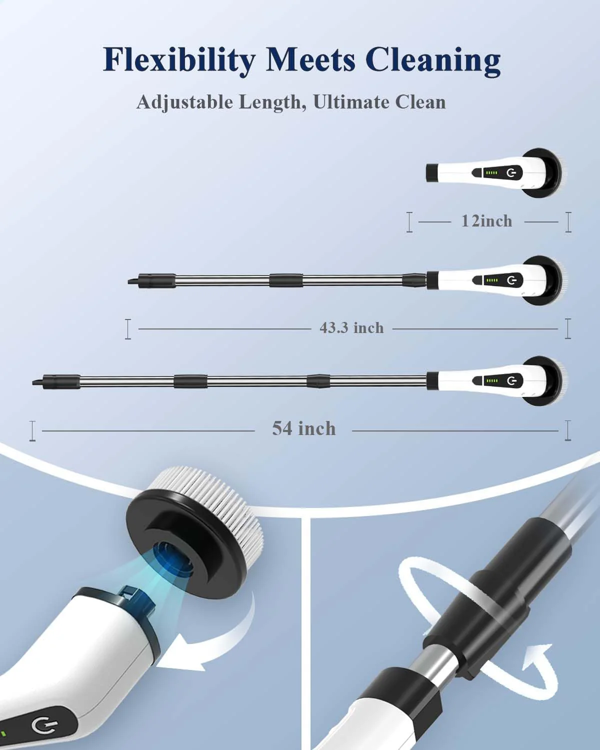 Cordless Power Shower Scrubber - Electric Cleaning Brush for Tile & Tub - Image 3