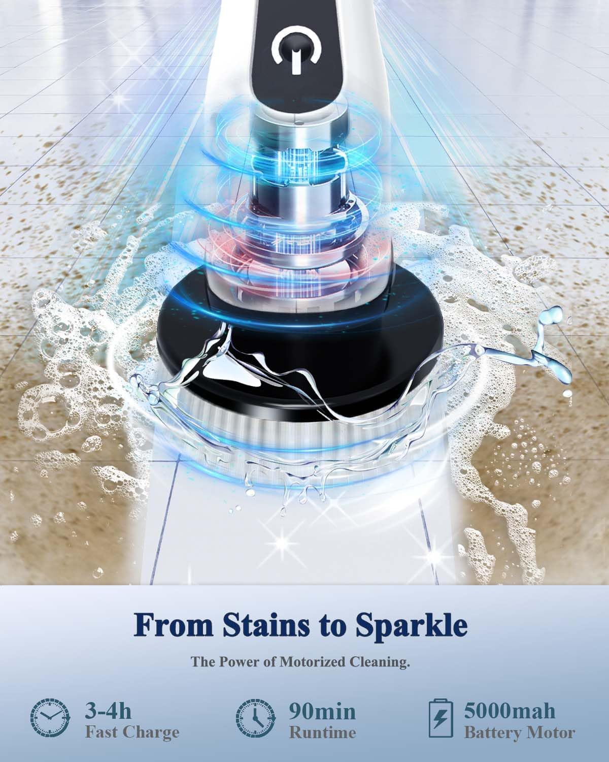 Cordless Power Shower Scrubber - Electric Cleaning Brush for Tile & Tub - Image 4