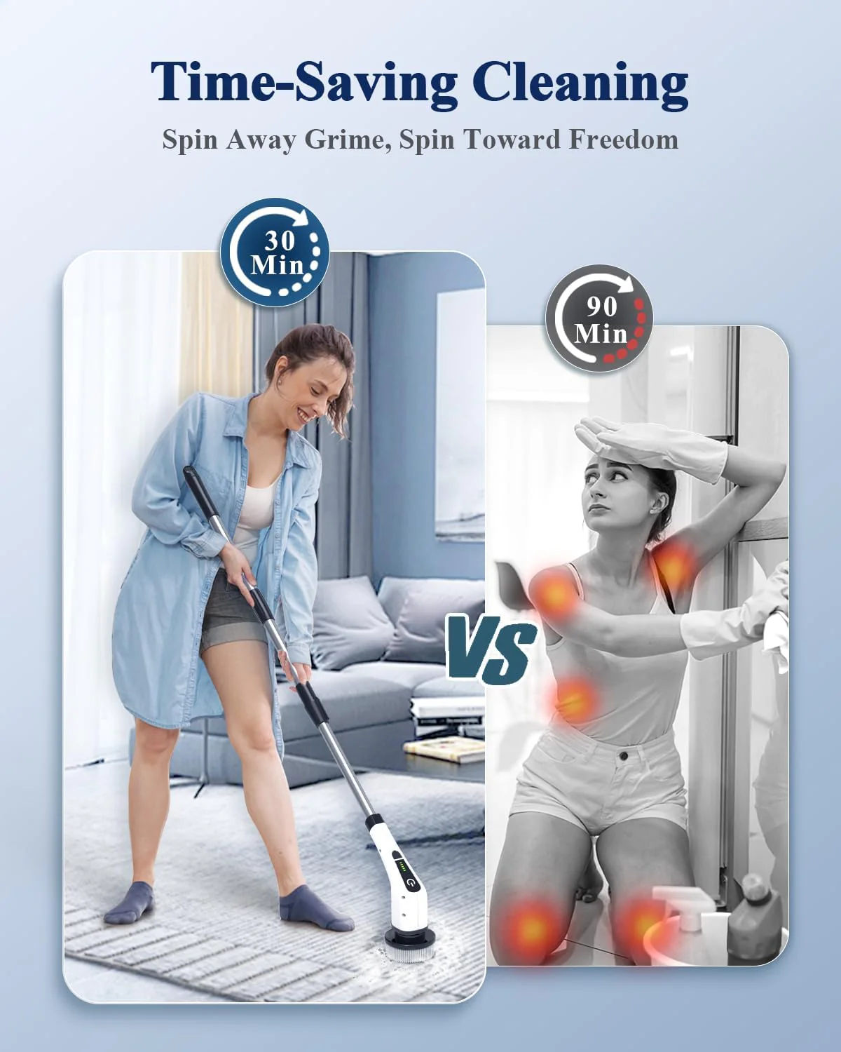 Cordless Power Shower Scrubber - Electric Cleaning Brush for Tile & Tub - Image 7