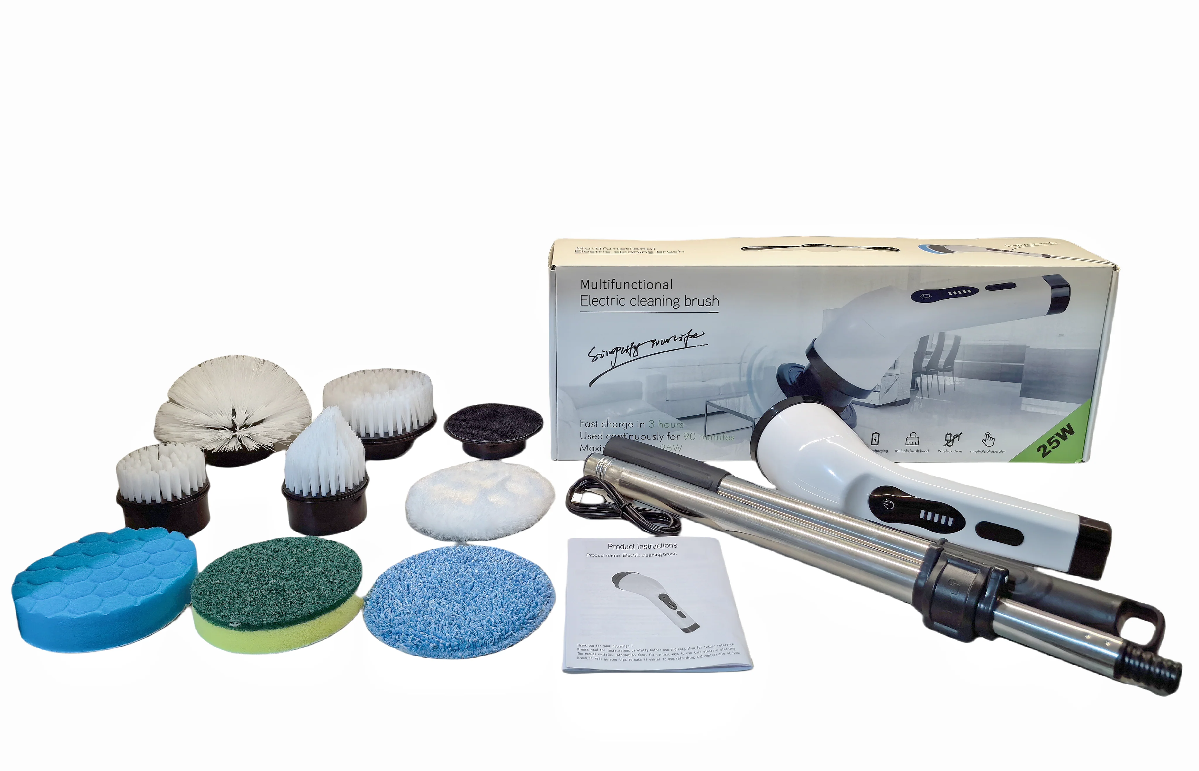 Cordless Power Shower Scrubber - Electric Cleaning Brush for Tile & Tub - Image 8