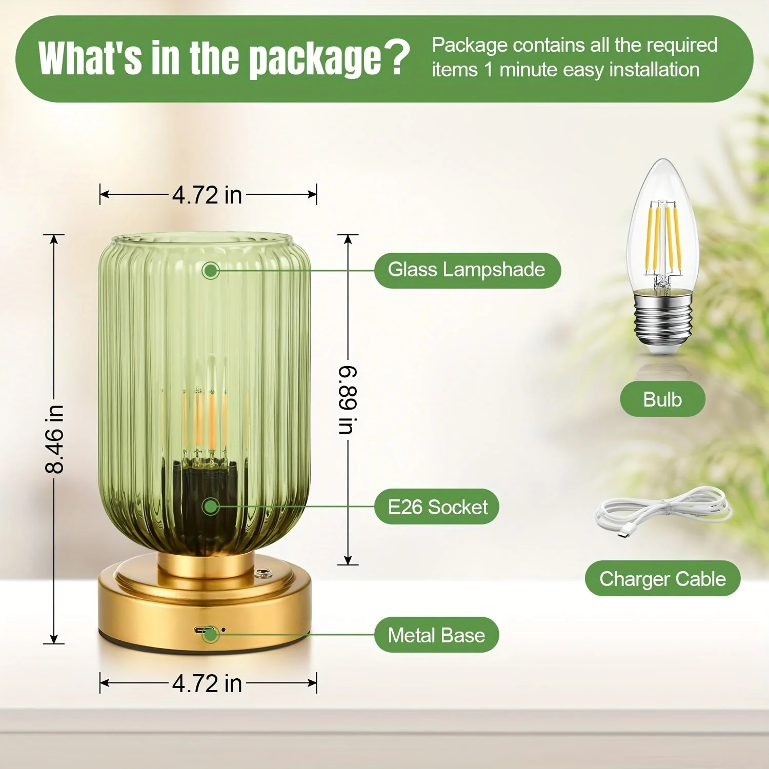 Cordless Touch Table Lamp with Rechargeable Battery – Dimmable LED Bedside Light - Image 2