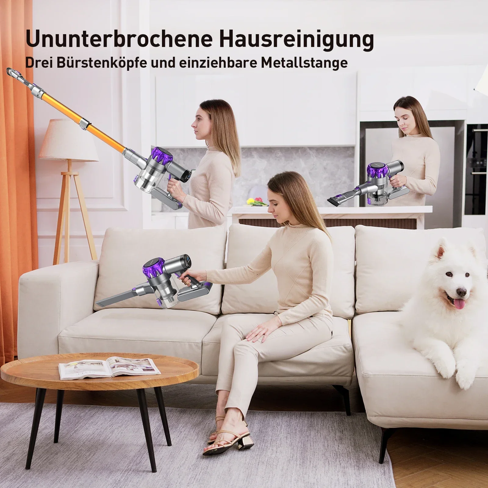 Cordless Vacuum Cleaner 30KPa Powerful Suction 55 Min Runtime Pet Hair - Image 4