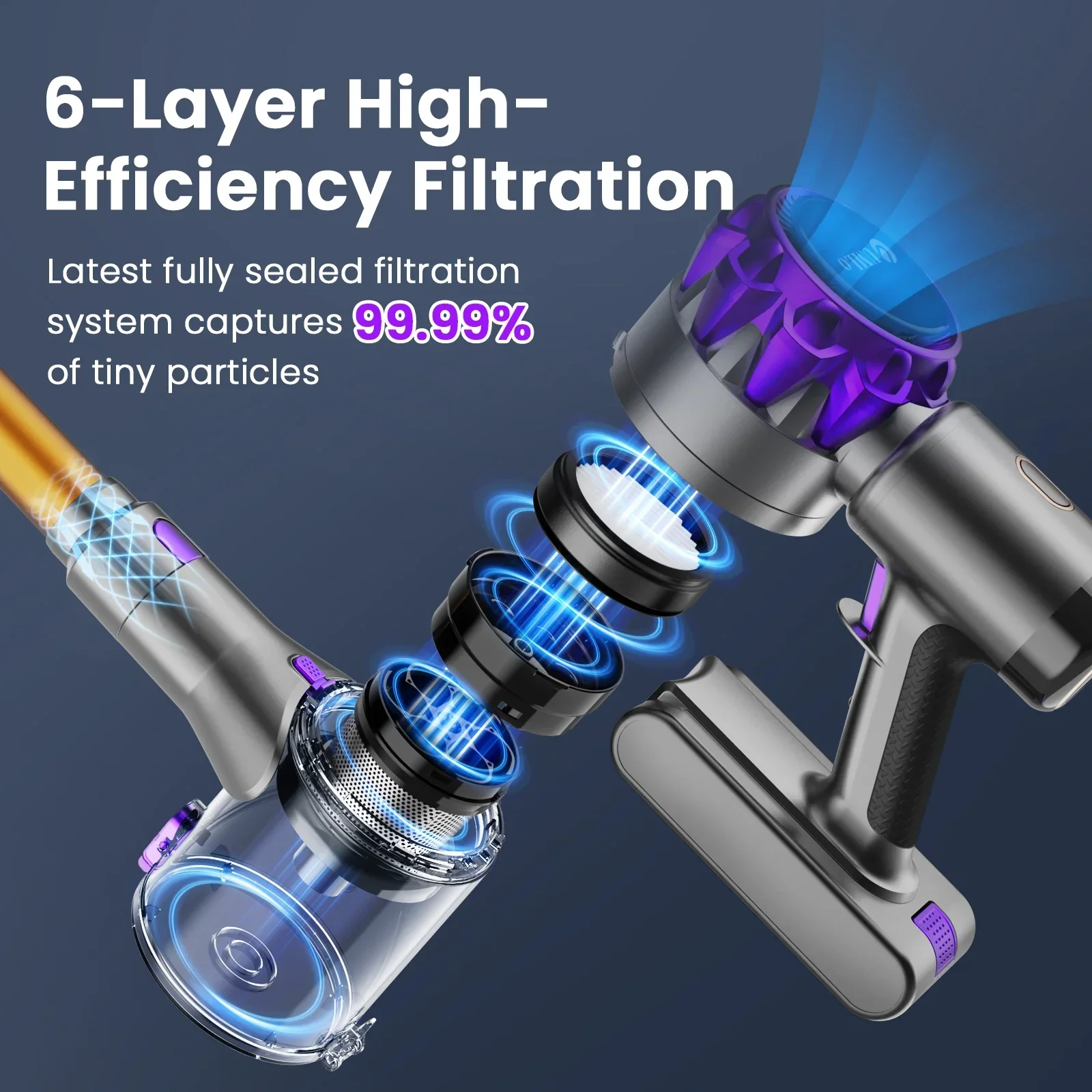 Cordless Vacuum Cleaner 30KPa Powerful Suction 55 Min Runtime Pet Hair - Image 5