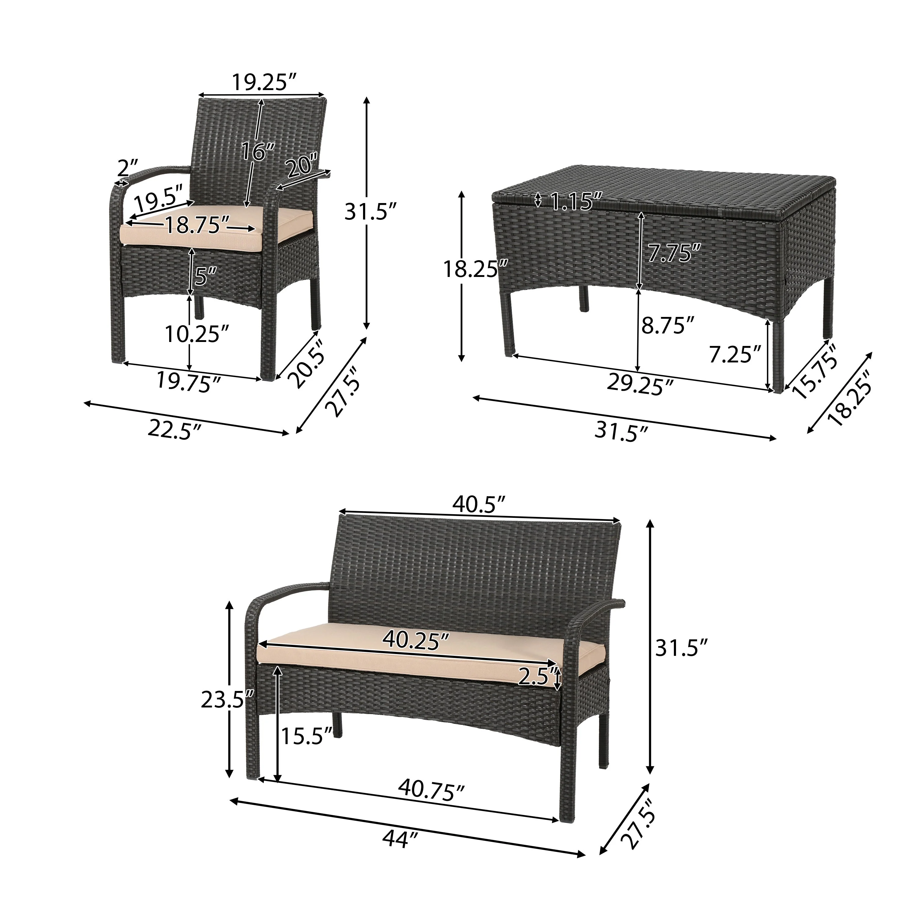 Cordoba 4-Piece PE Rattan Outdoor Chat Set - Image 6