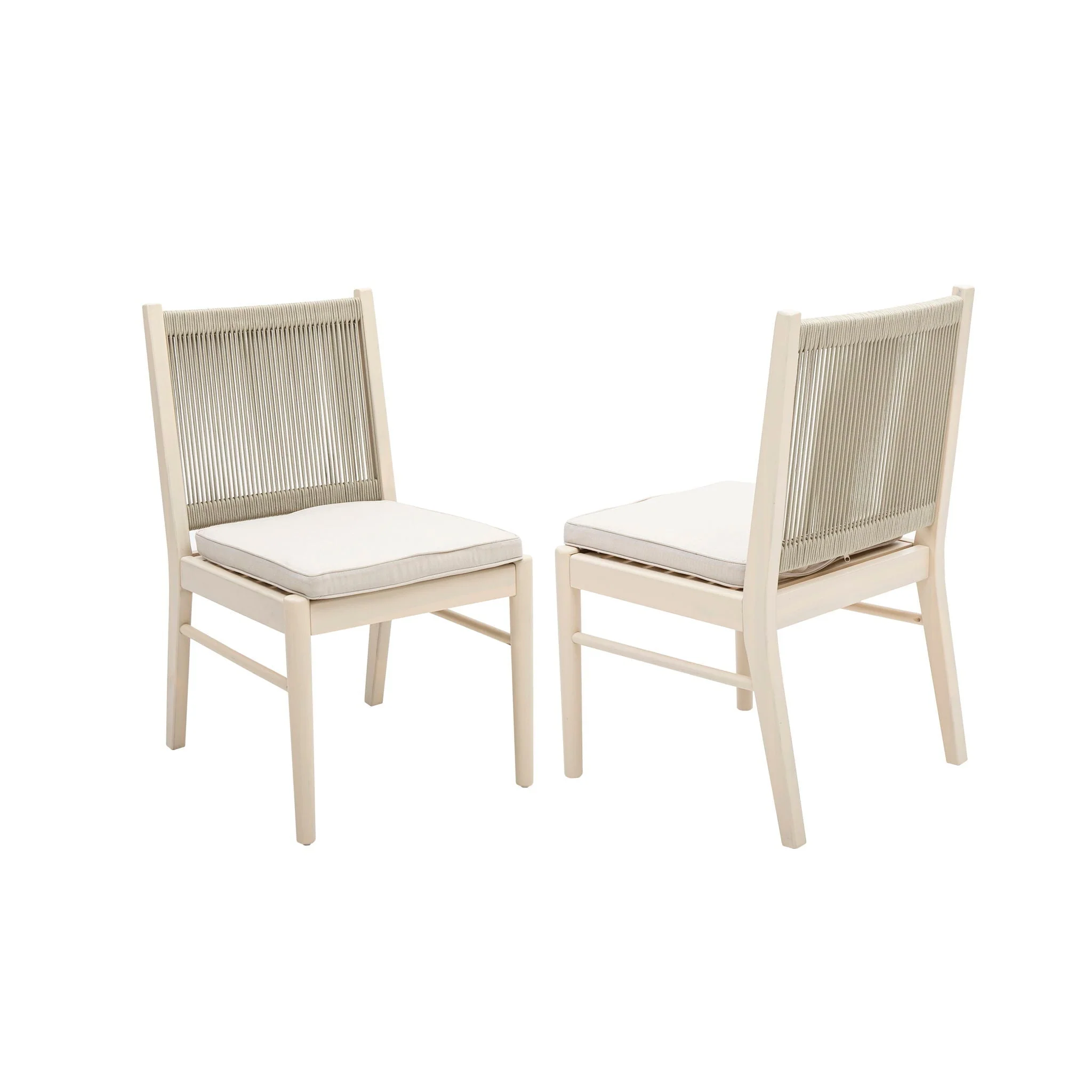 Cordoba Dining Chair Set of 2 - Comfortable Armless Chairs in Beige - Image 2