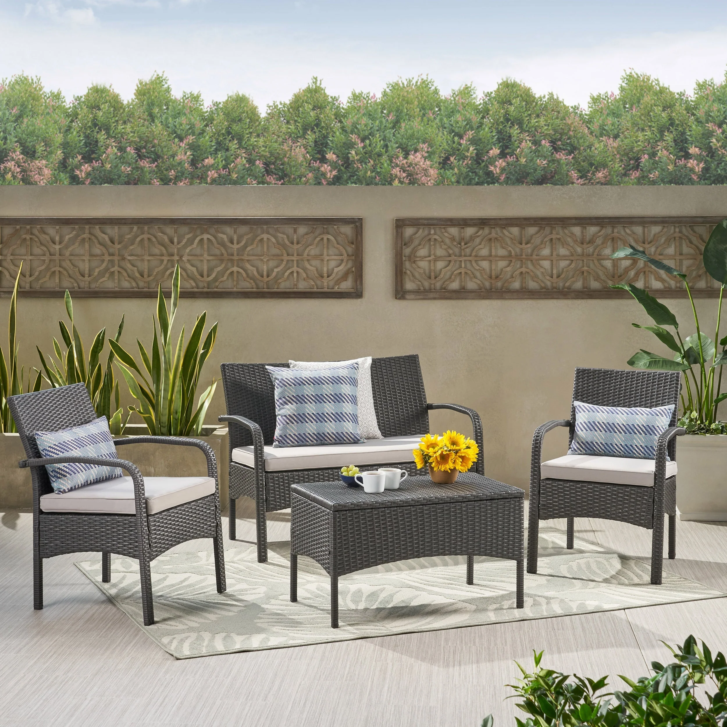 Cordoba KD Wicker 4 Piece Chat Set - Image 4