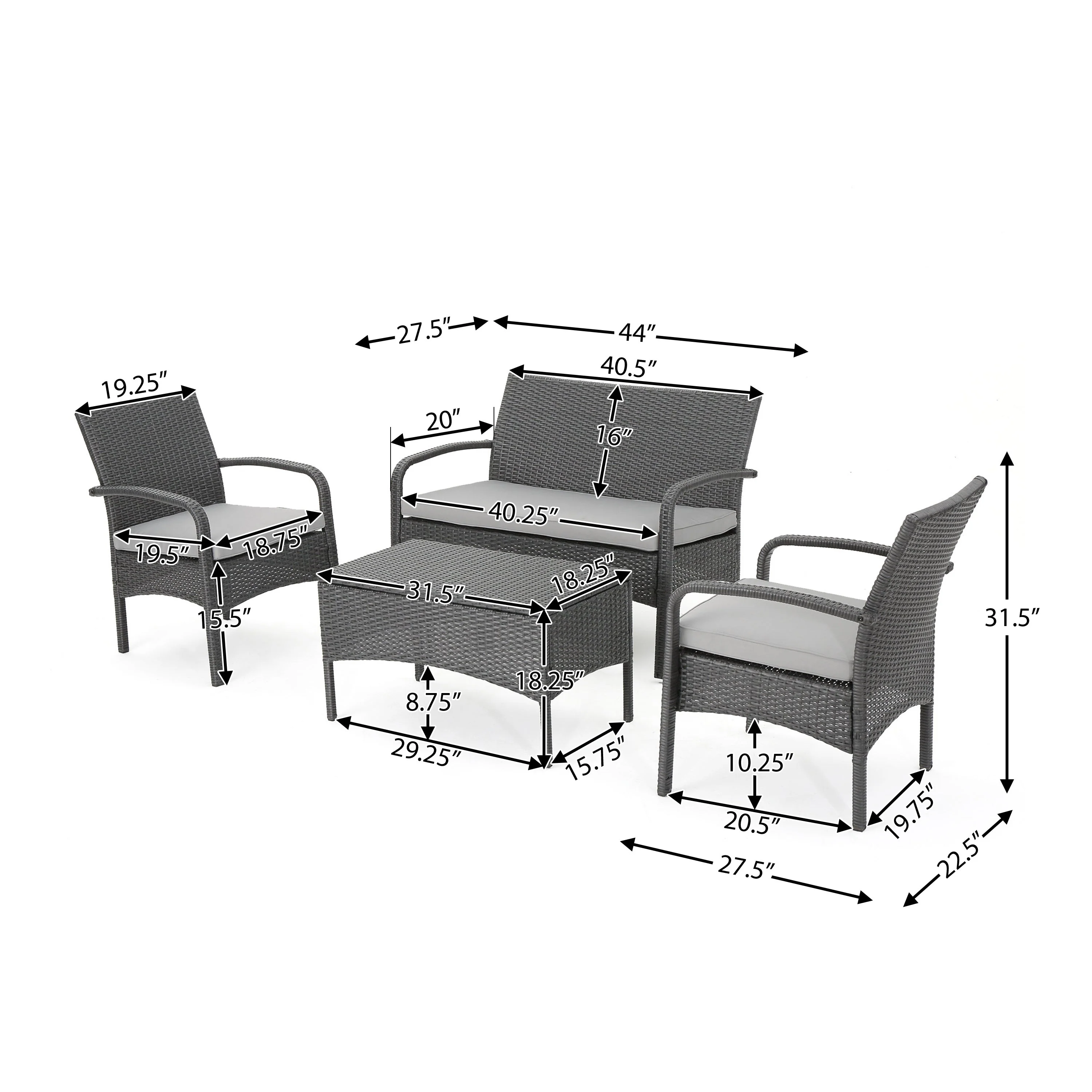 Cordoba KD Wicker 4 Piece Chat Set - Image 6