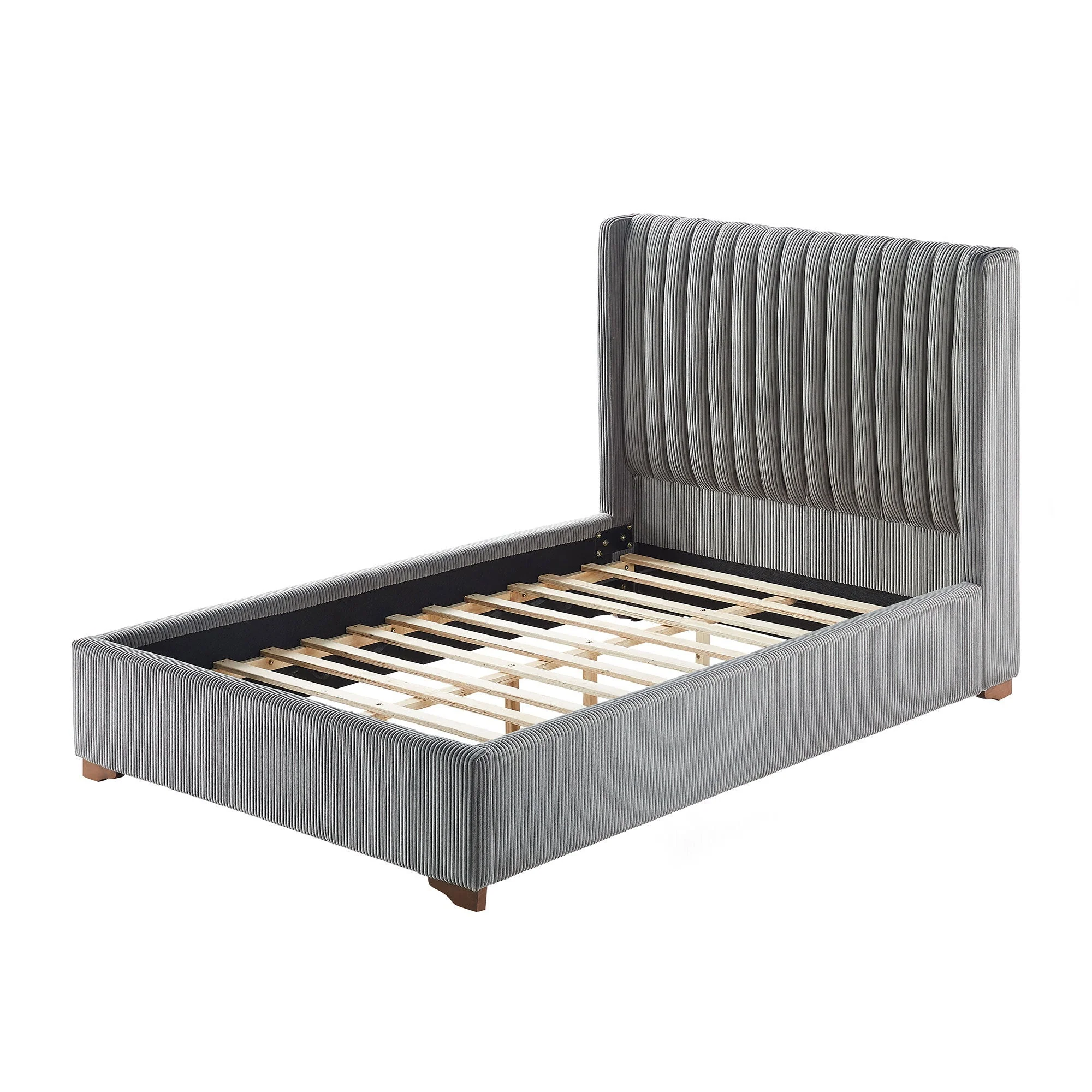 Corduroy Upholstered Wingback Bed Frame - Image 12