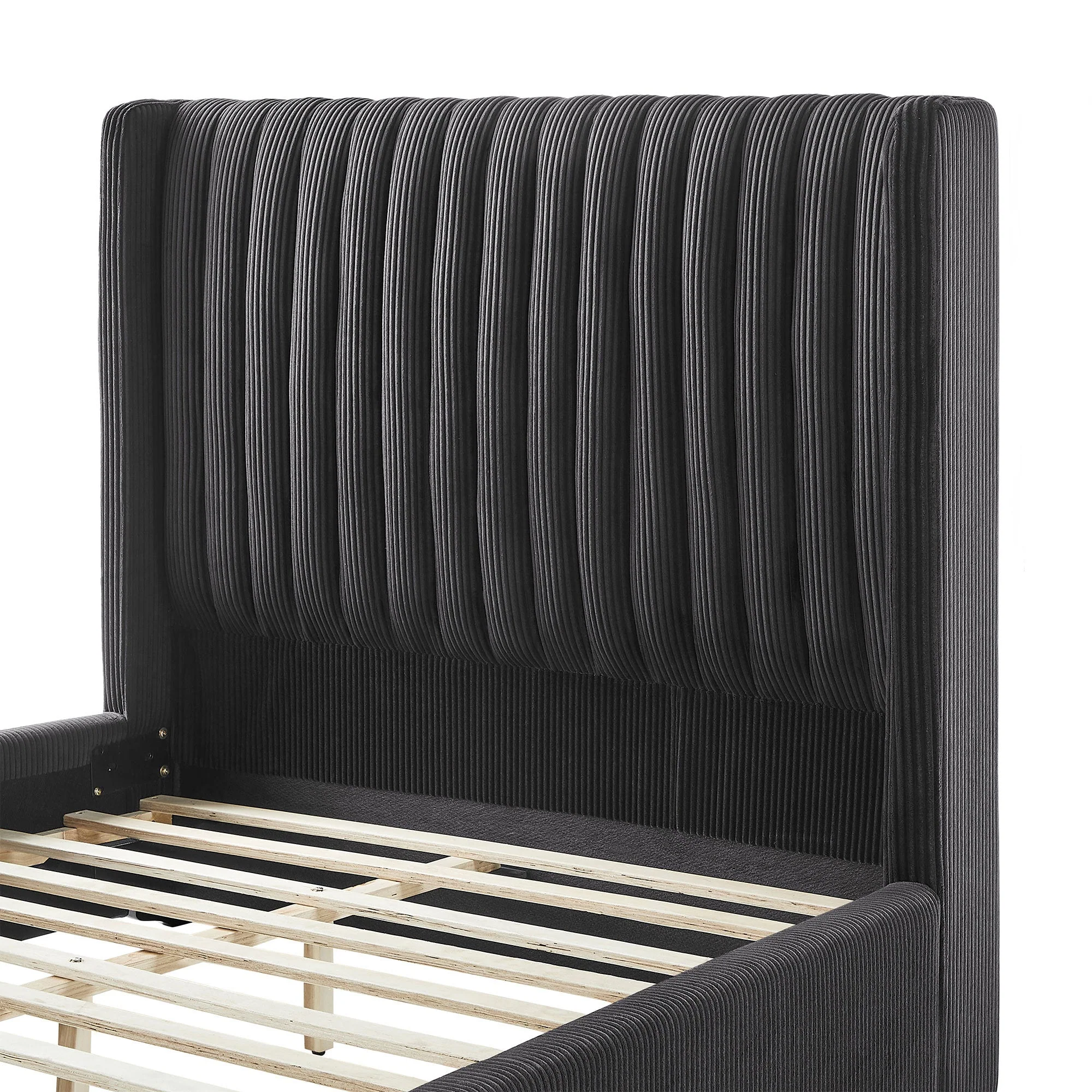 Corduroy Upholstered Wingback Bed Frame - Image 4